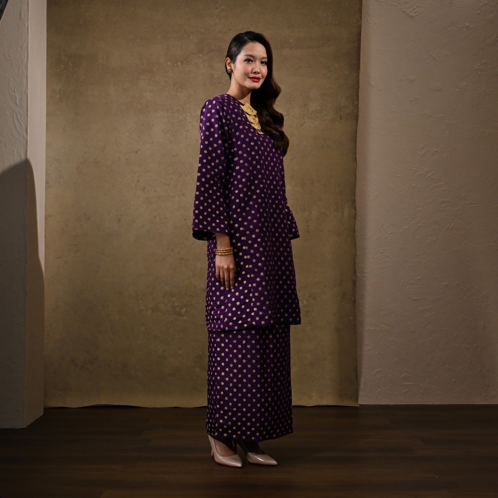 Baju Kurung Bunga Tanjung Dark Purple