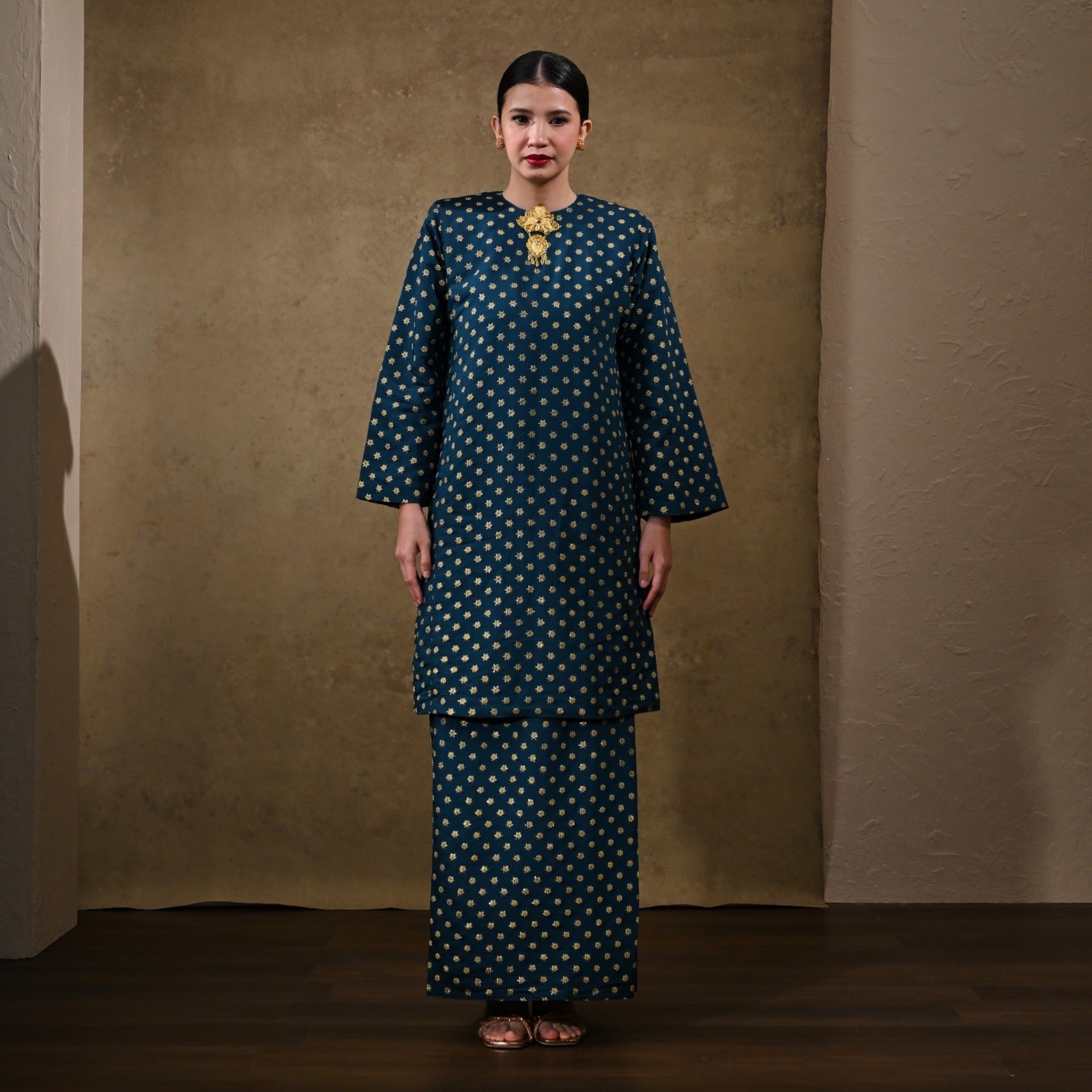Baju Kurung Bunga Tanjung Deep Teal