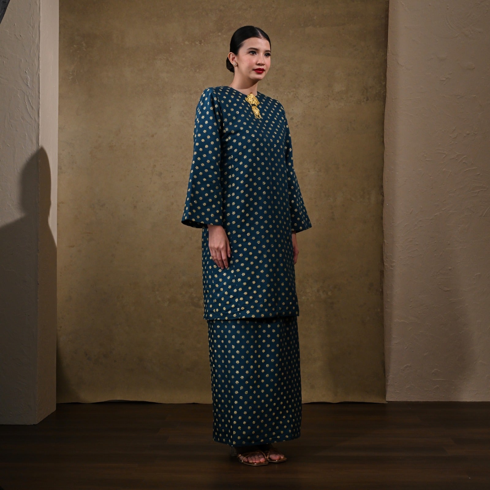 Baju Kurung Bunga Tanjung Deep Teal