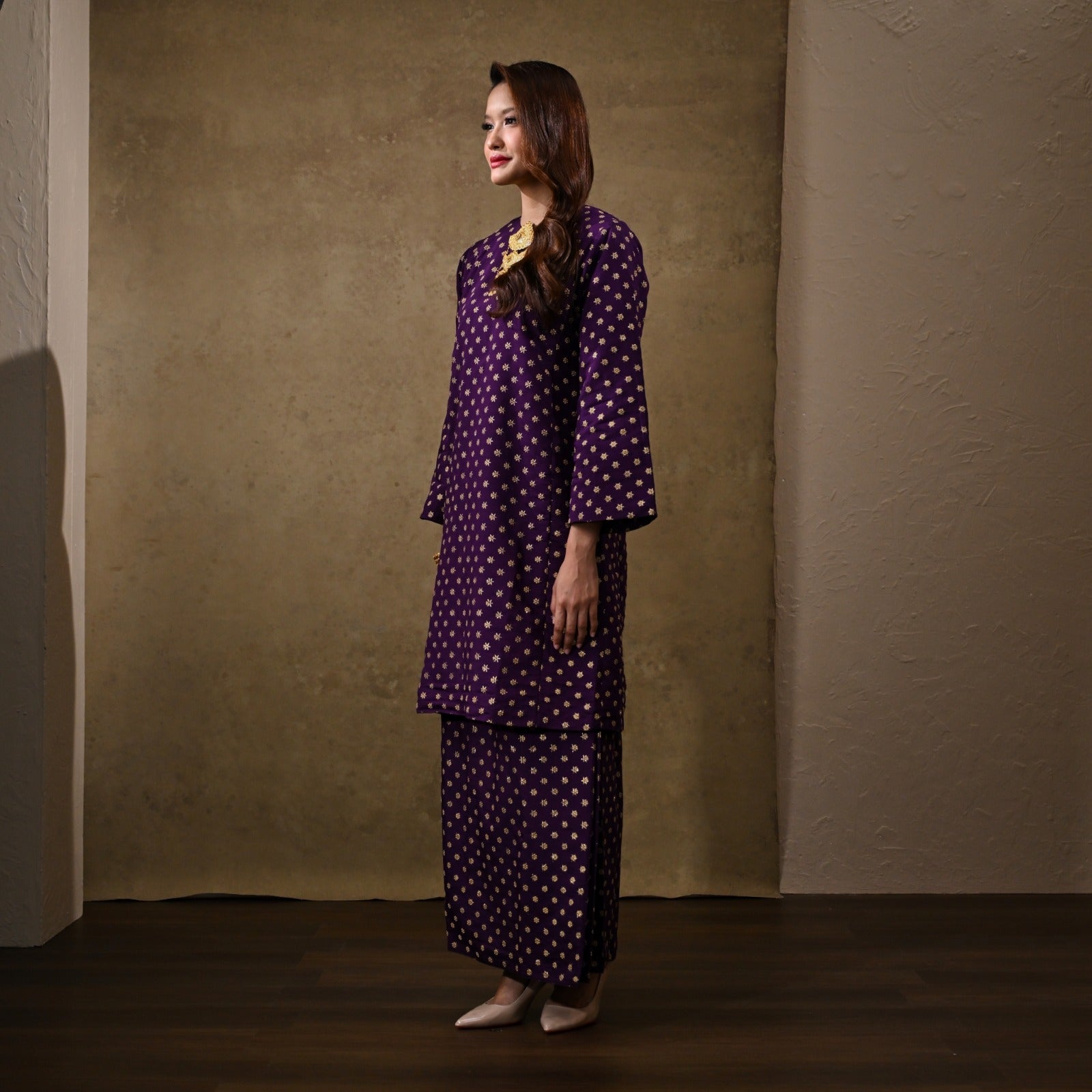 Baju Kurung Bunga Tanjung Dark Purple