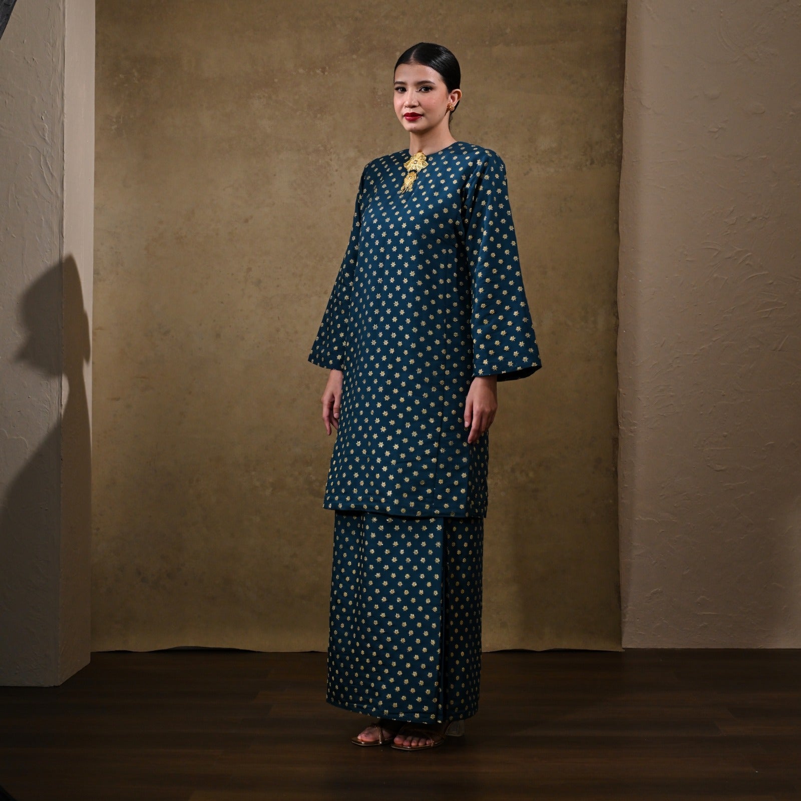 Baju Kurung Bunga Tanjung Deep Teal
