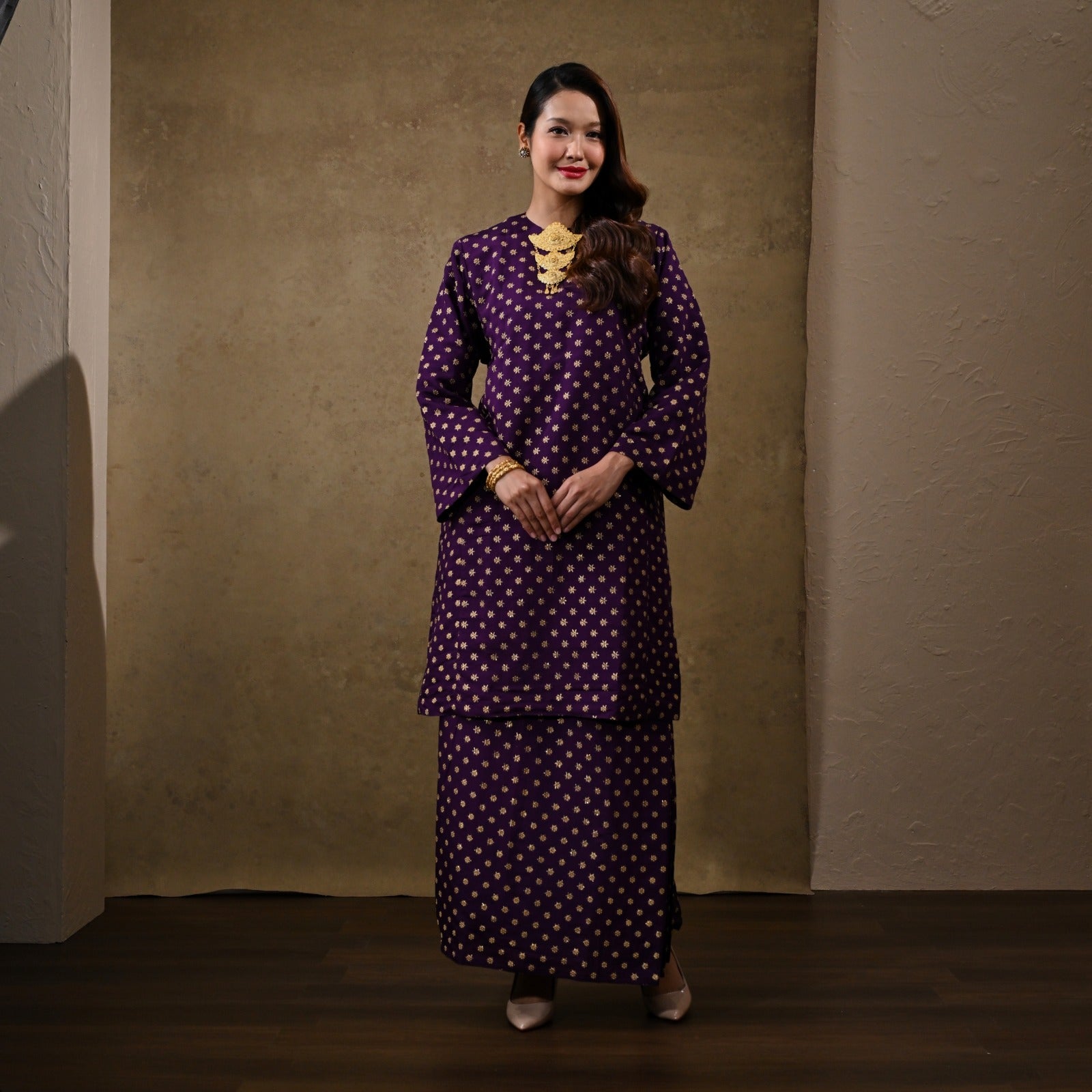 Baju Kurung Bunga Tanjung Dark Purple