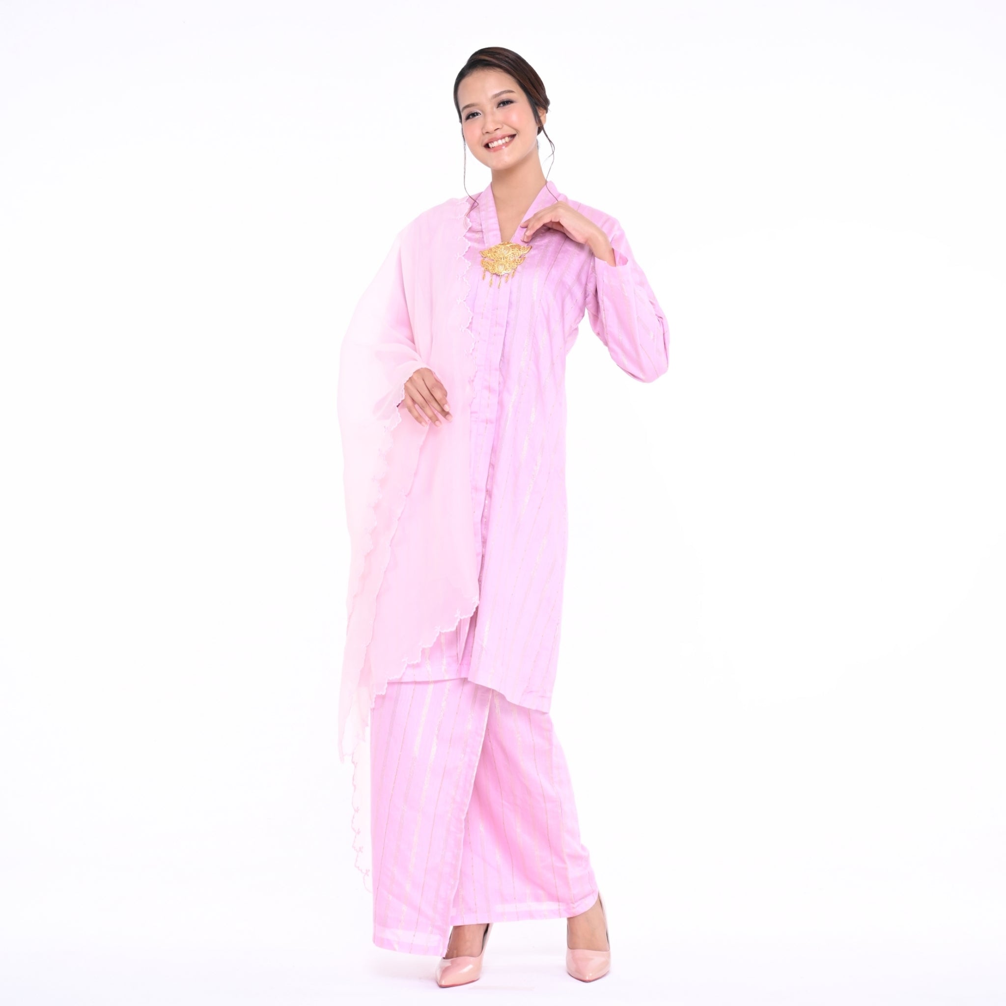 Kebaya Tok Jalur Pink