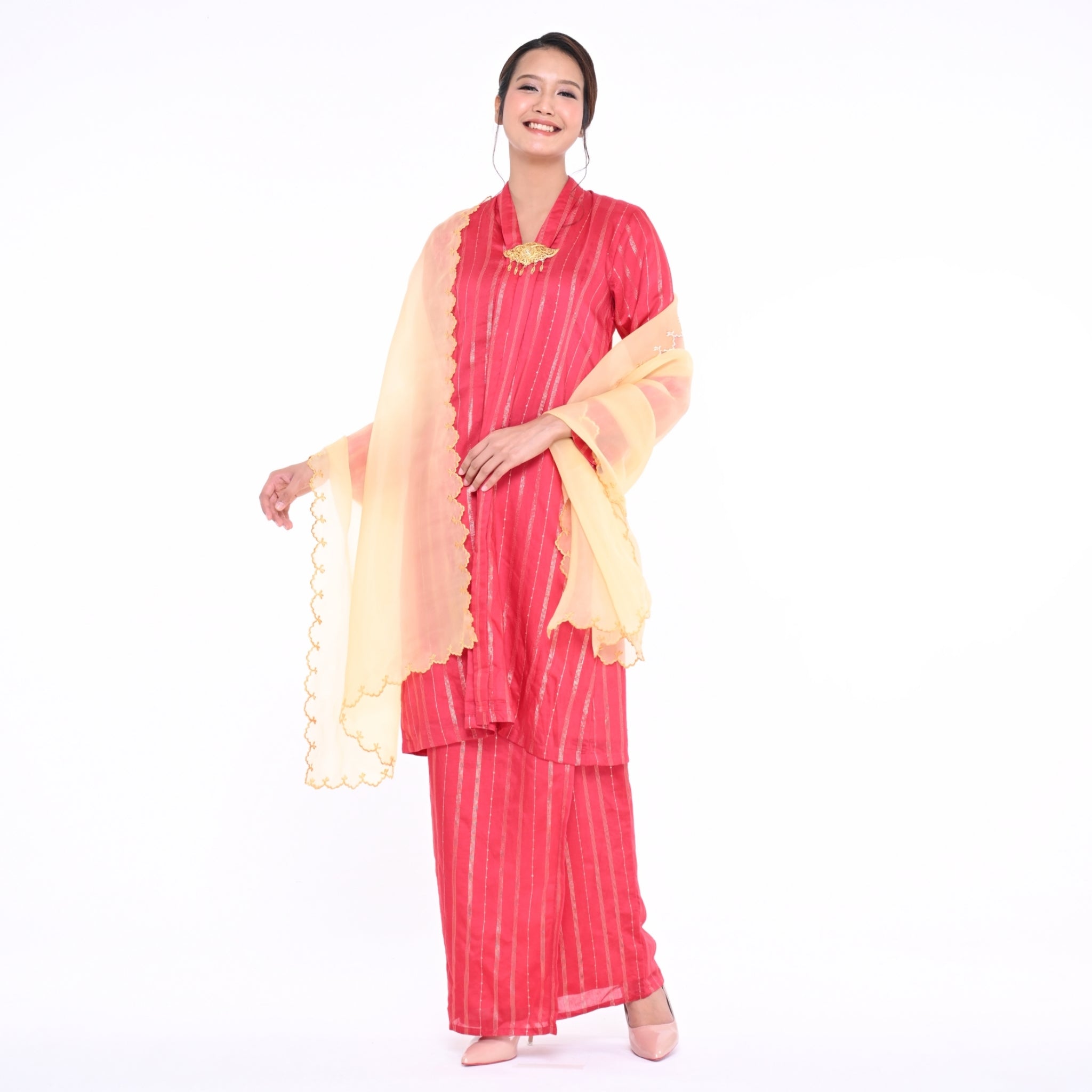 Kebaya Tok Jalur Red