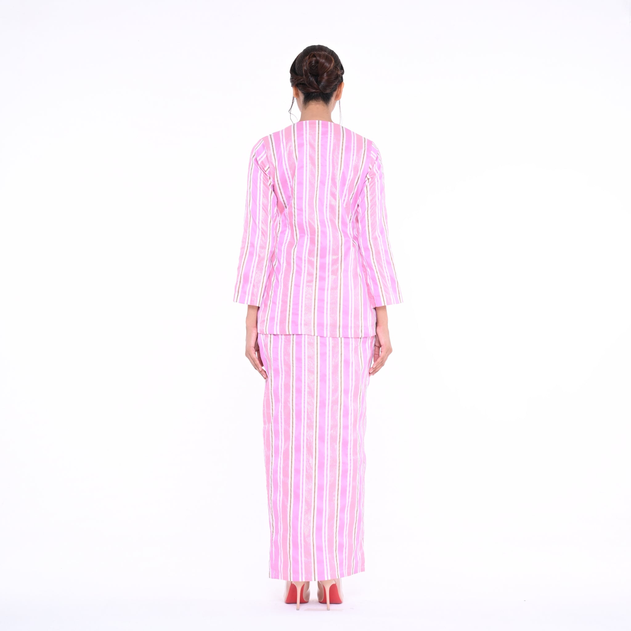 Baju Kedah Pocket Lela Jalur Pink