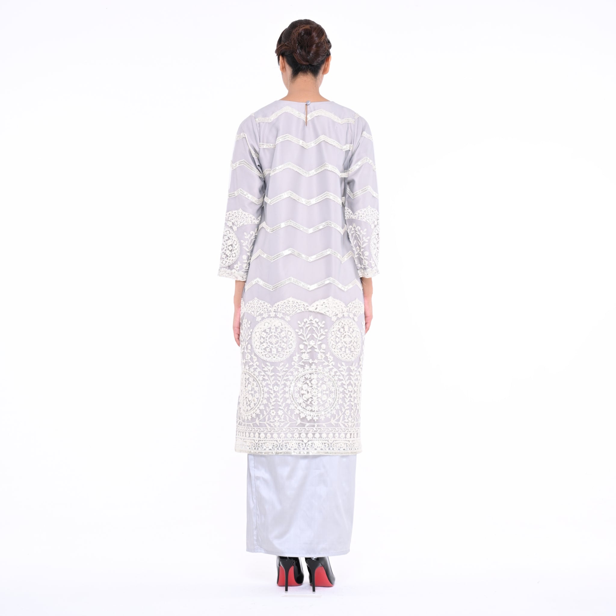 Baju Kurung Moden Srikandi Grey Net