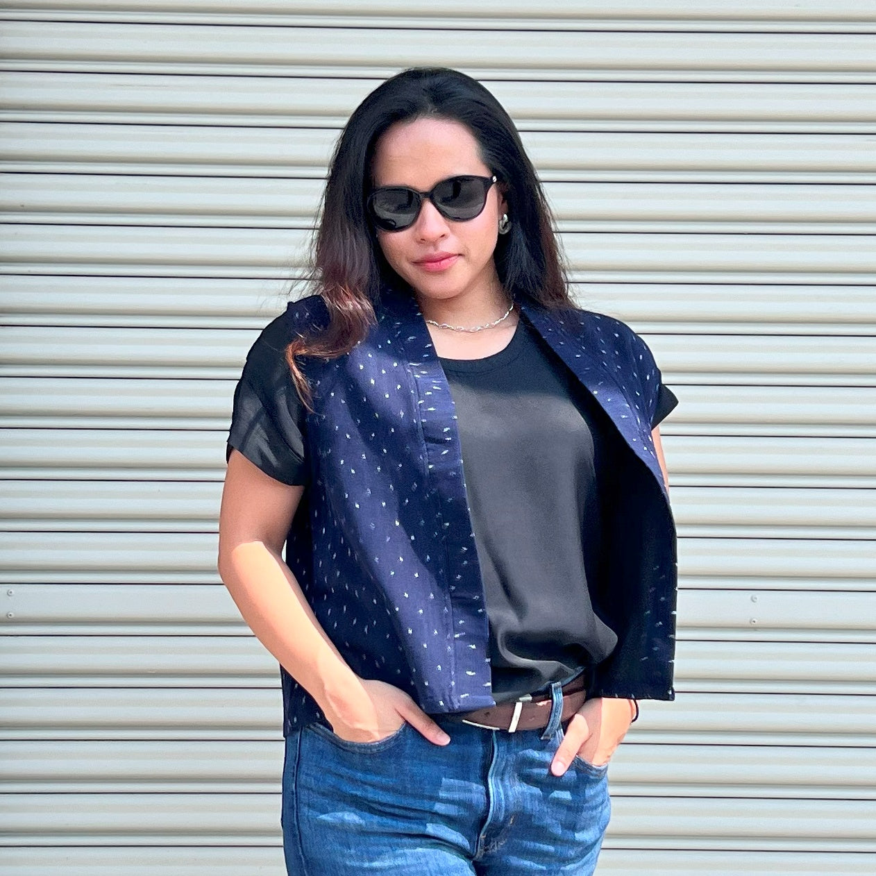 Tenun Vest - Denim Blue