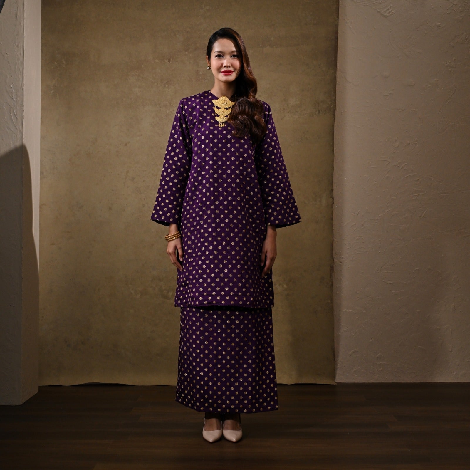 Baju Kurung Bunga Tanjung Dark Purple