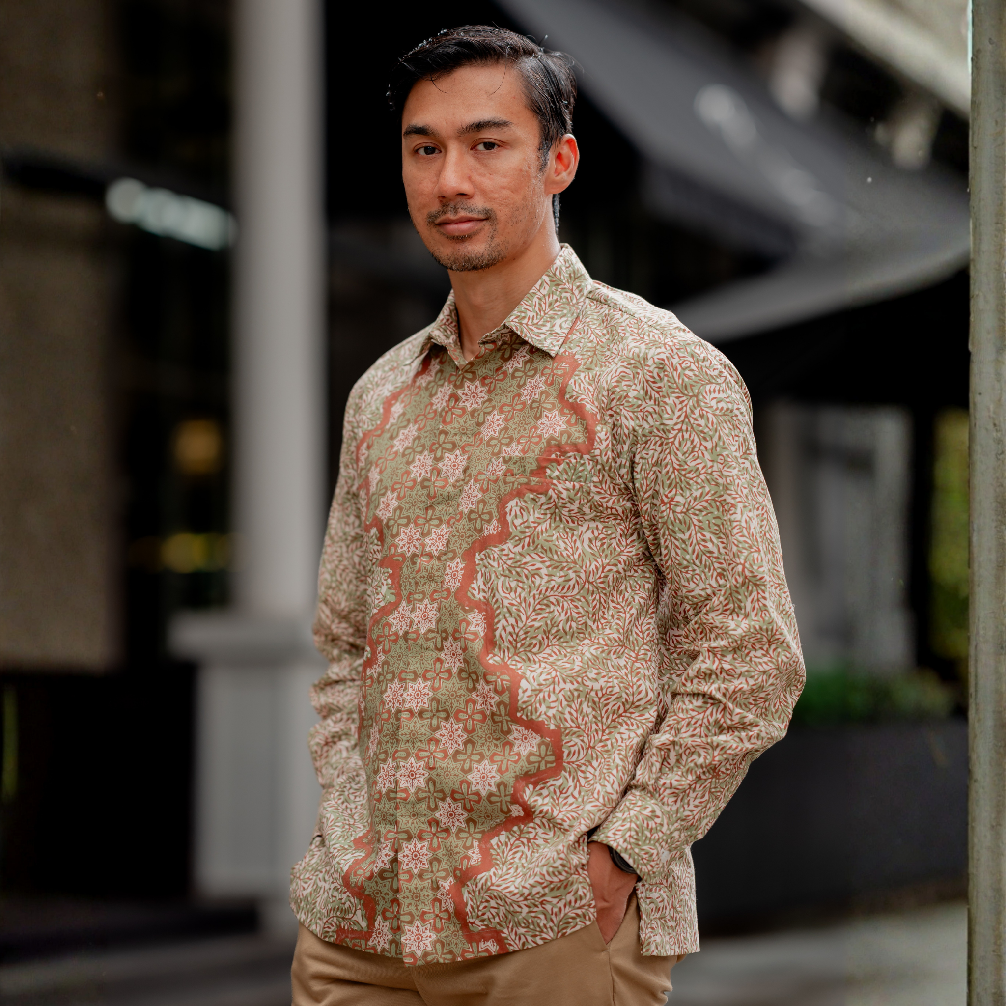 Men Batik PKL Long Sleeve in Moss Green