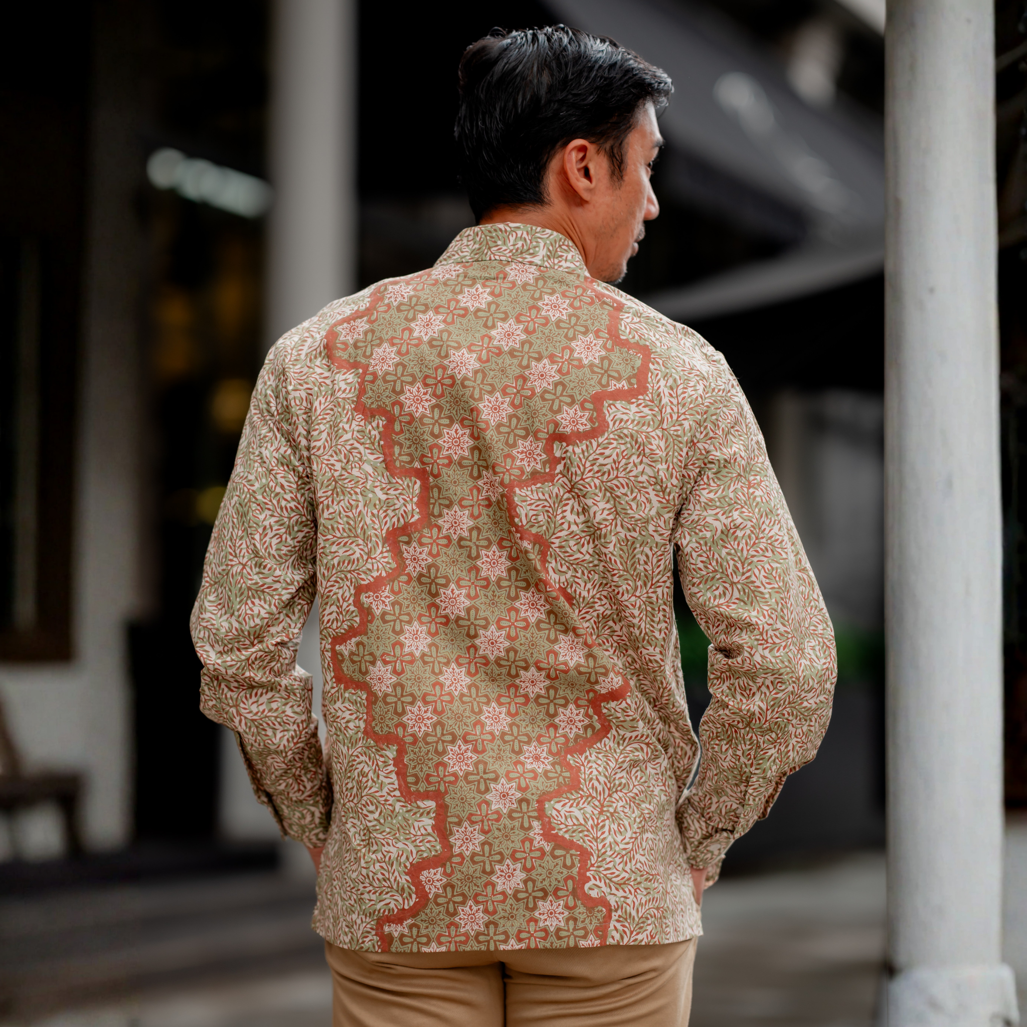 Men Batik PKL Long Sleeve in Moss Green