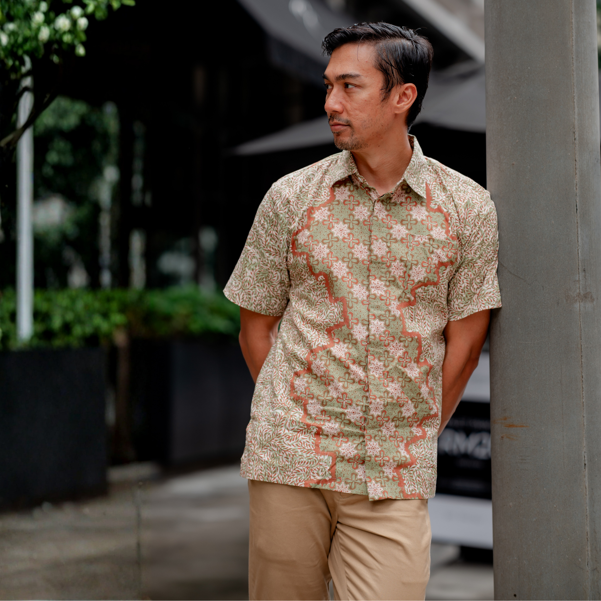 Men Batik PKL Short Sleeve in Moss Green