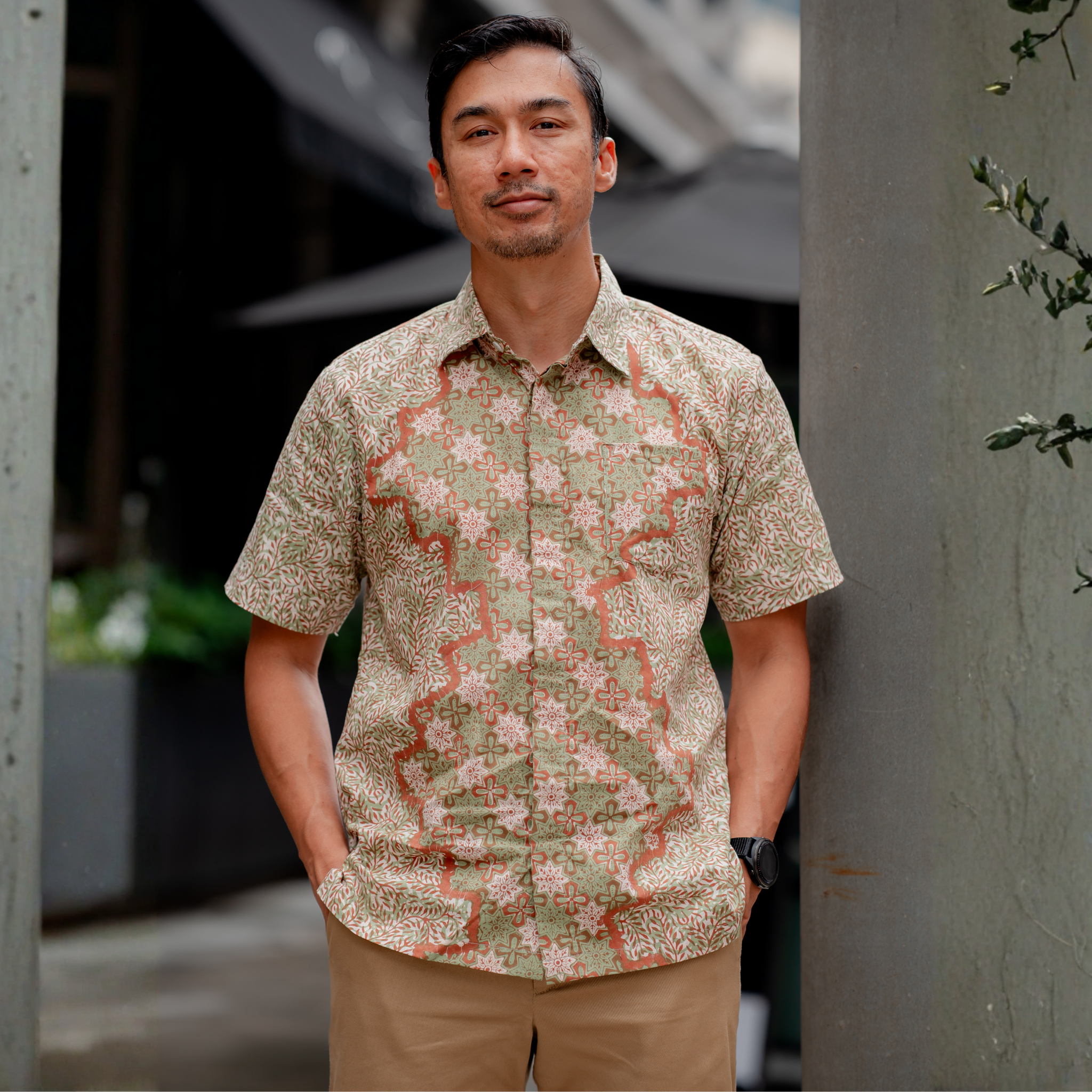 Men Batik PKL Short Sleeve in Moss Green