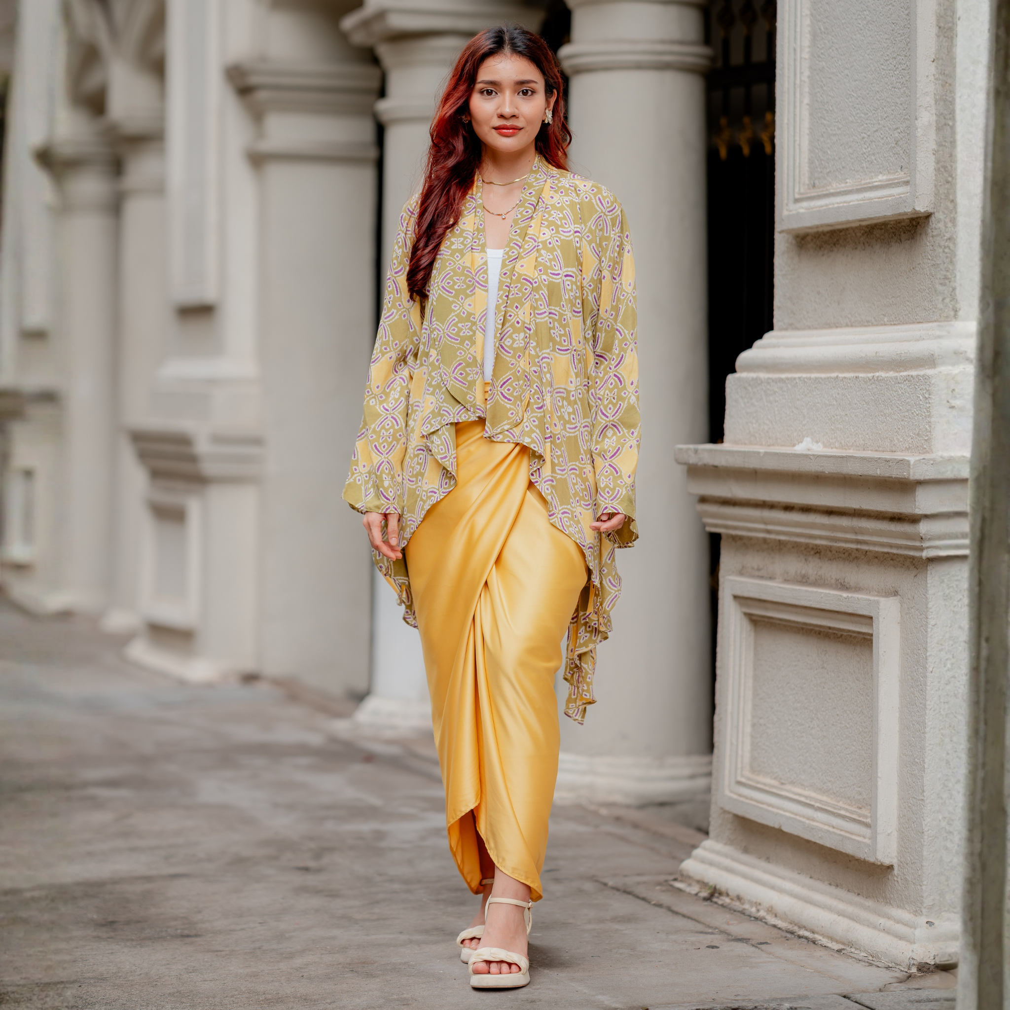 Waterfall Viscose Batik Cardigan in Citrus