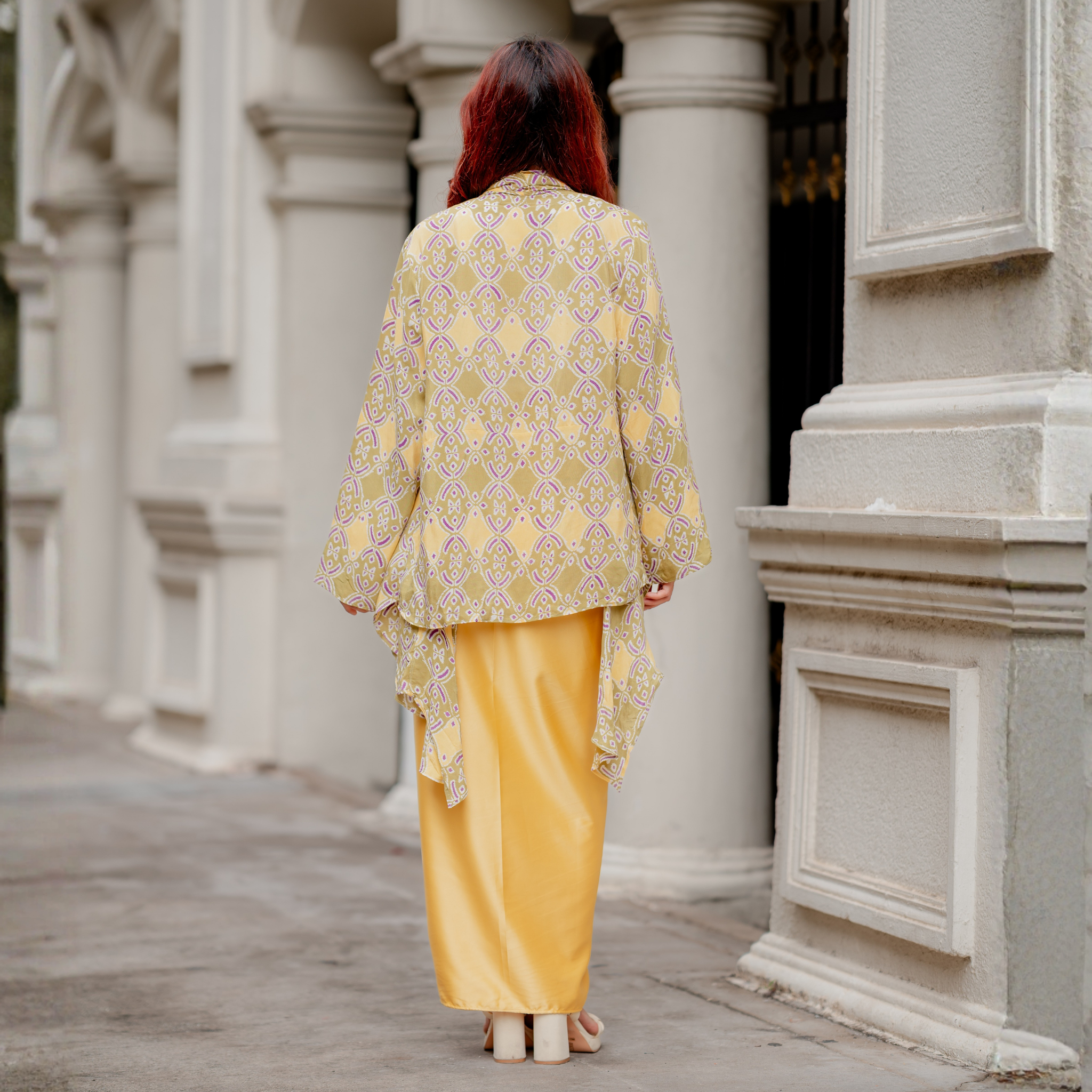Waterfall Viscose Batik Cardigan in Citrus