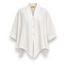 POYA white Kayya short kebaya top with a textured grid pattern, V-neckline, and pearl button front closure.