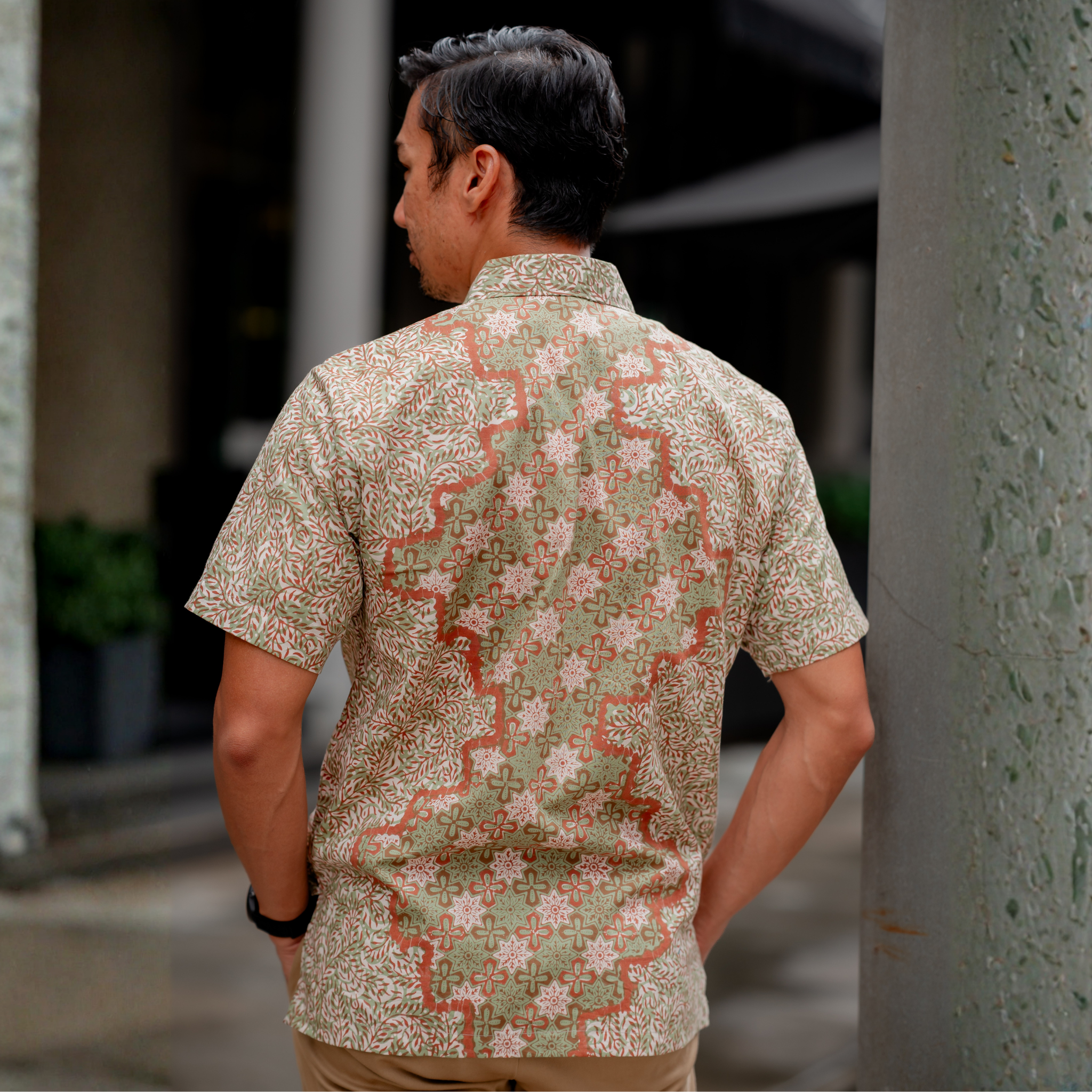 Men Batik PKL Short Sleeve in Moss Green