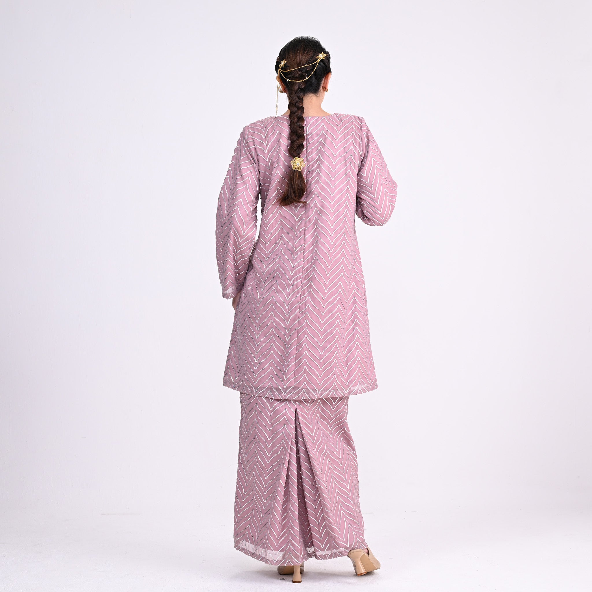 Baju Kurung Moden Petra Zig Zag Pink