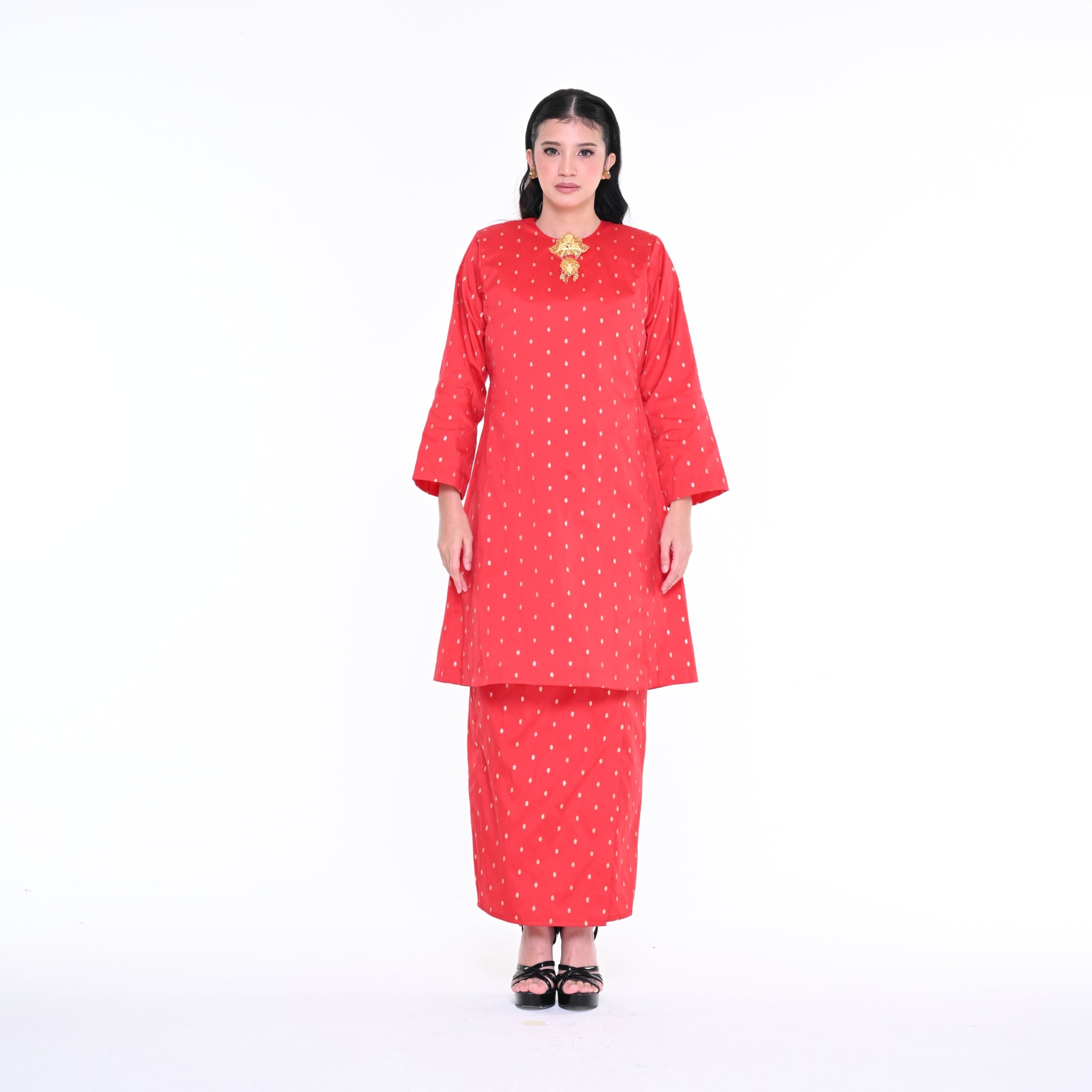 Baju Kurung Anggerik Dot Red
