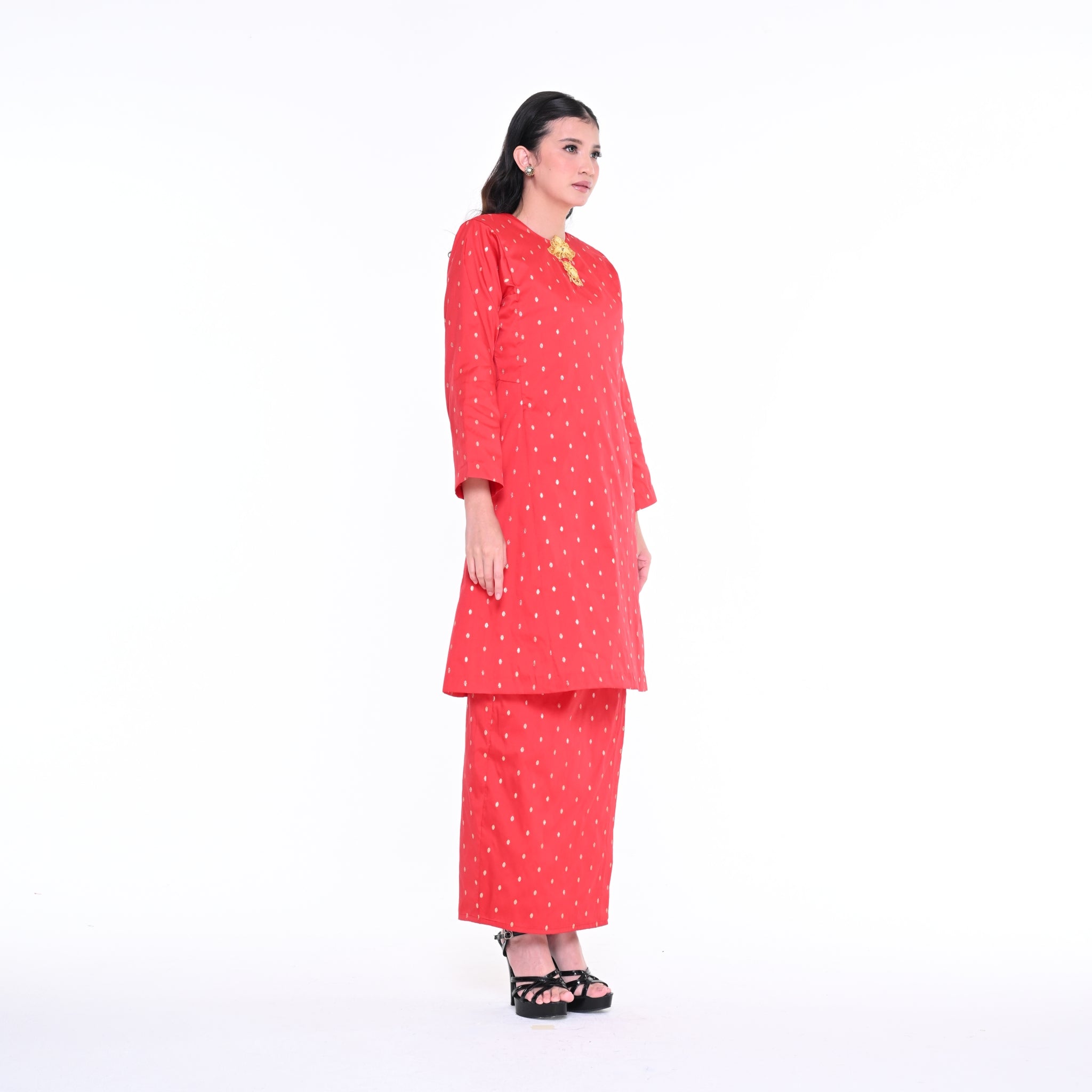 Baju Kurung Anggerik Dot Red