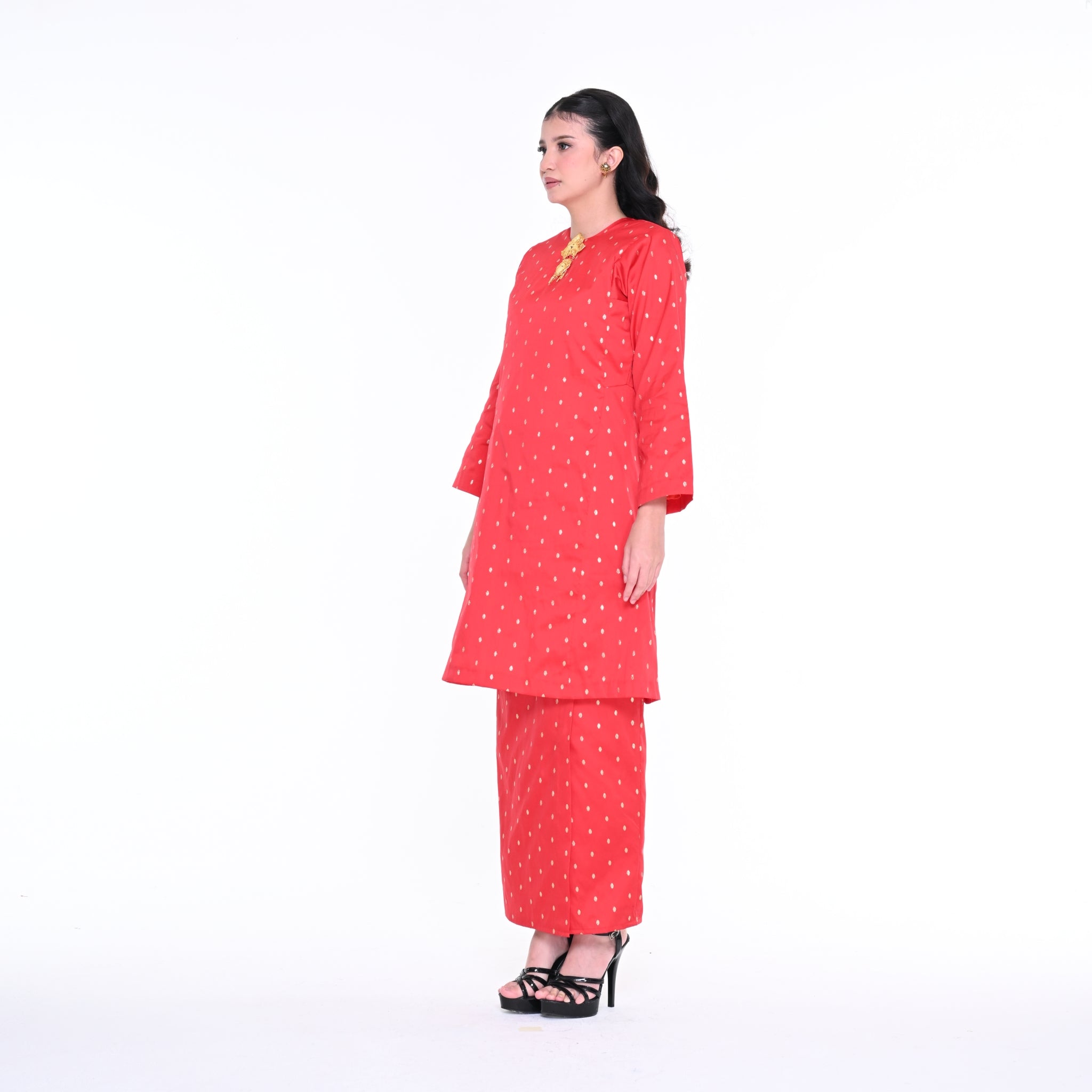 Baju Kurung Anggerik Dot Red