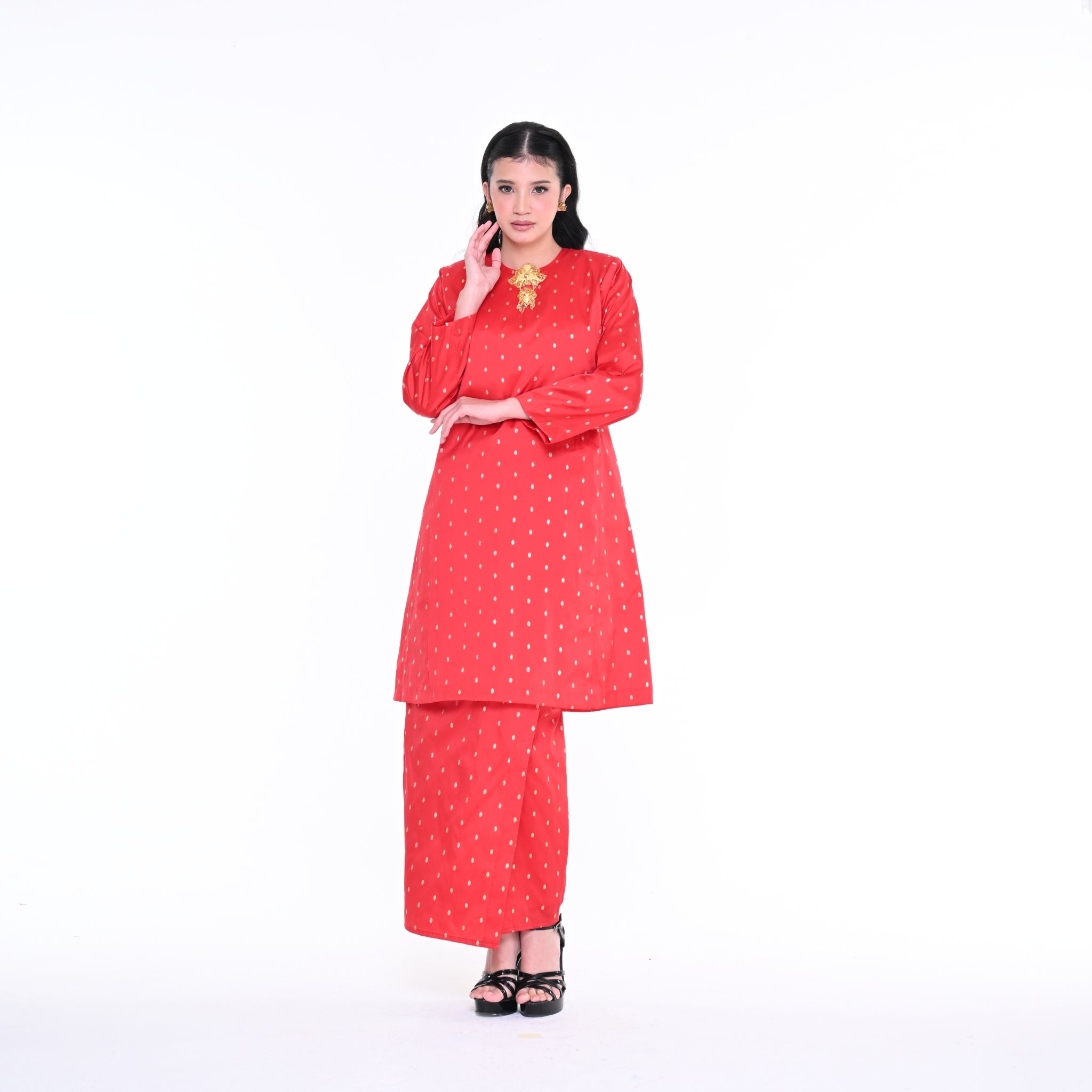 Baju Kurung Anggerik Dot Red