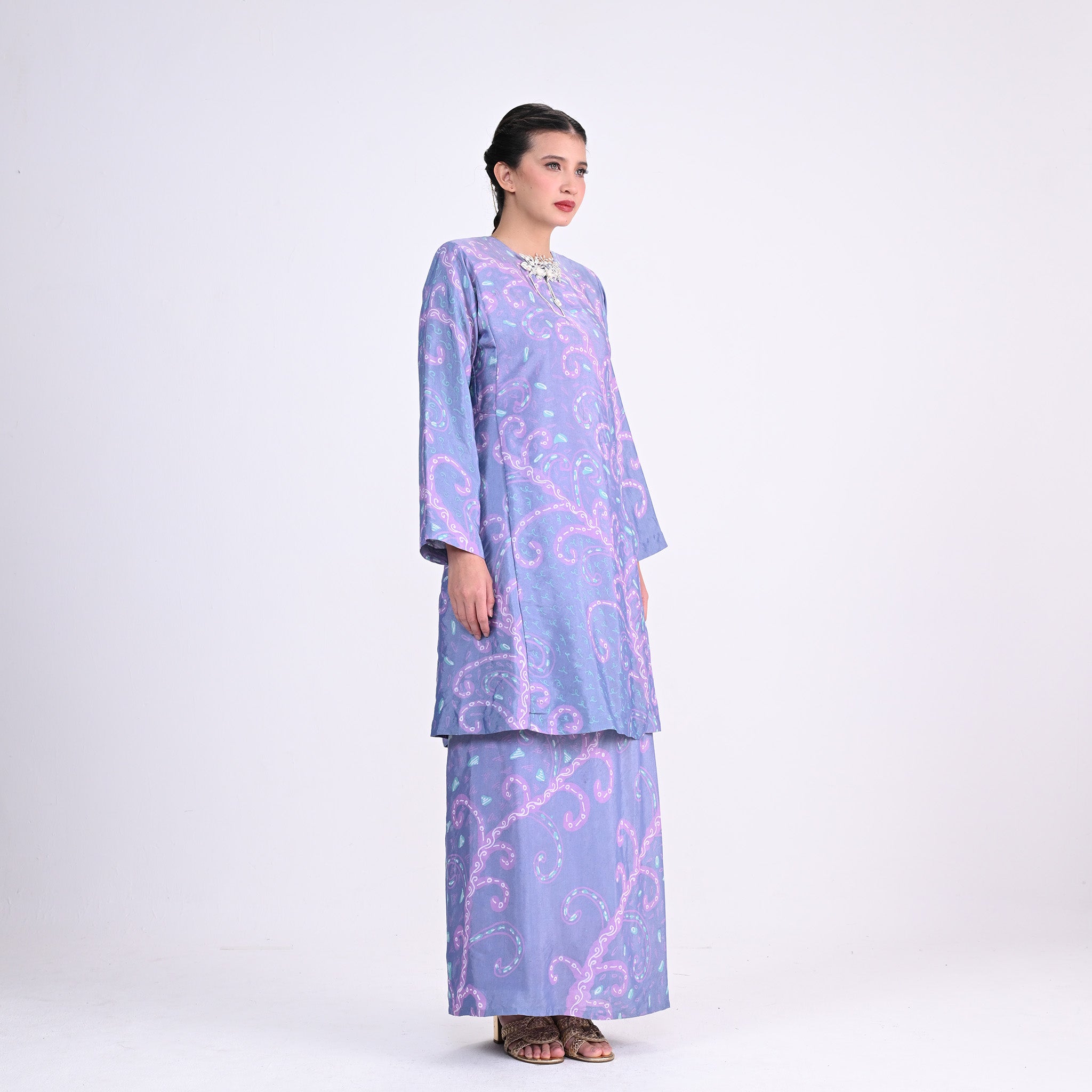 Baju Kurung Batik LZ Lilac