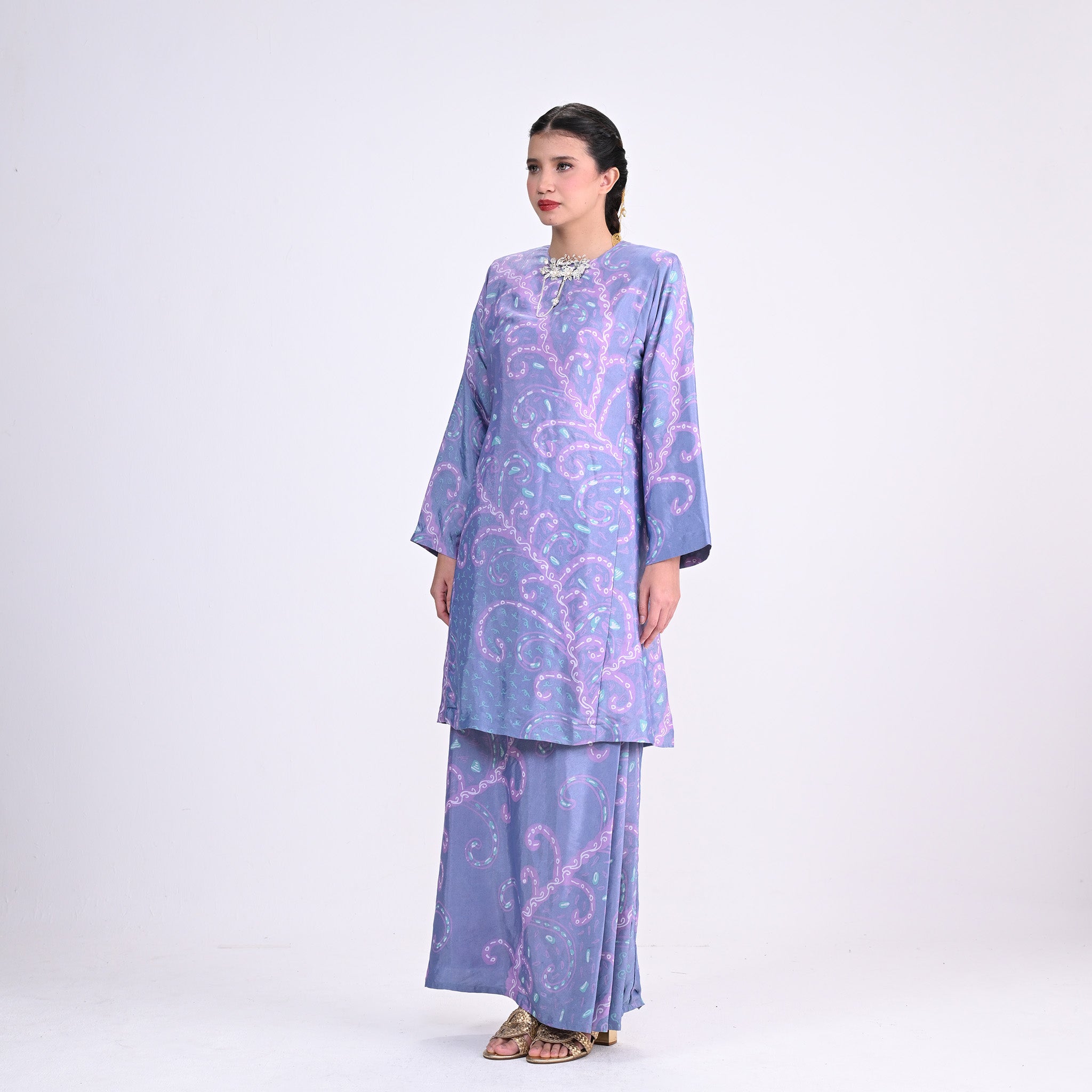 Baju Kurung Batik LZ Lilac