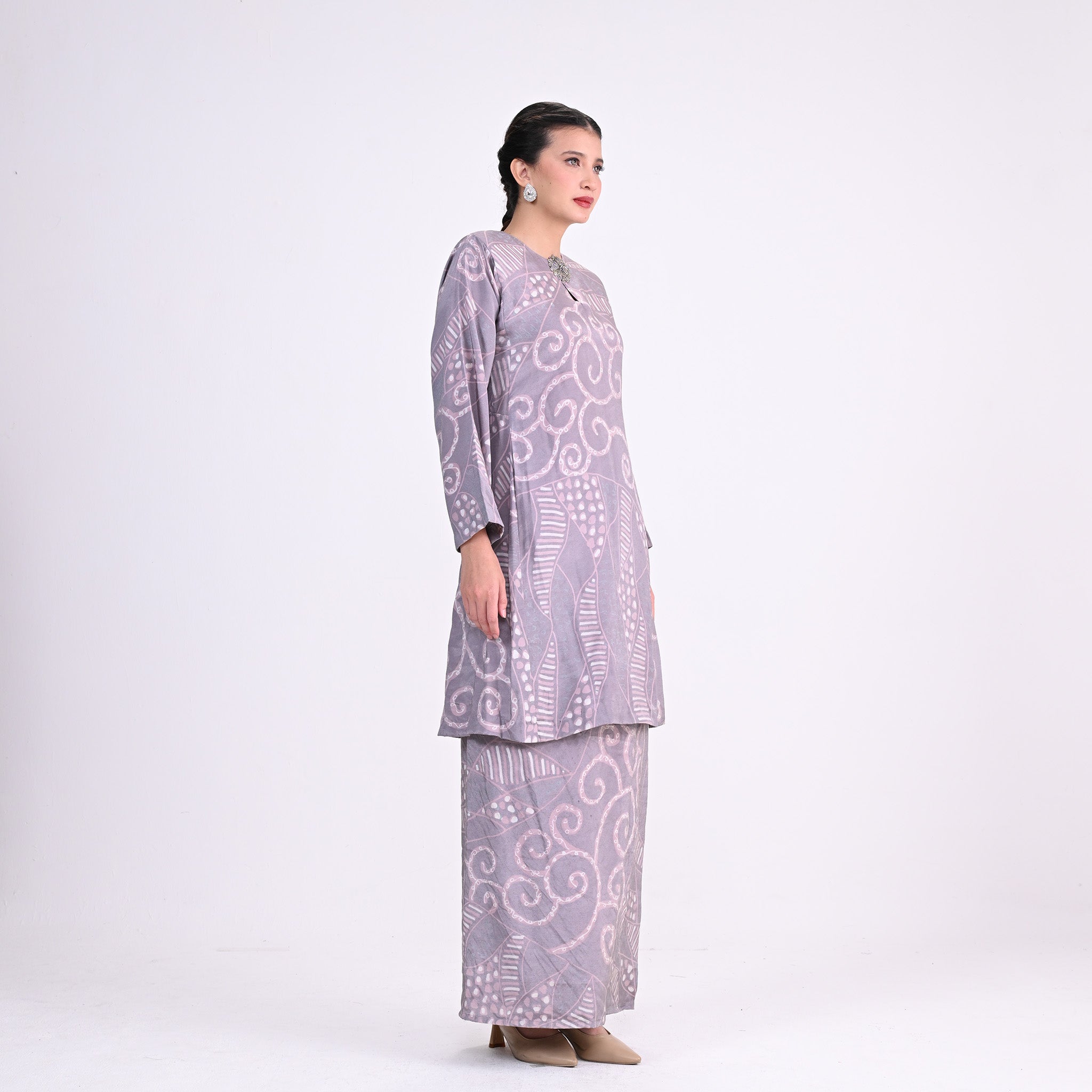 Baju Kurung Batik Lz Grey