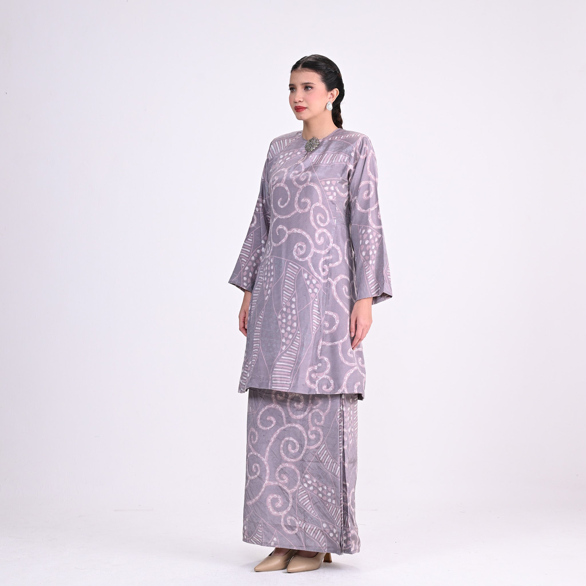 Baju Kurung Batik Lz Grey