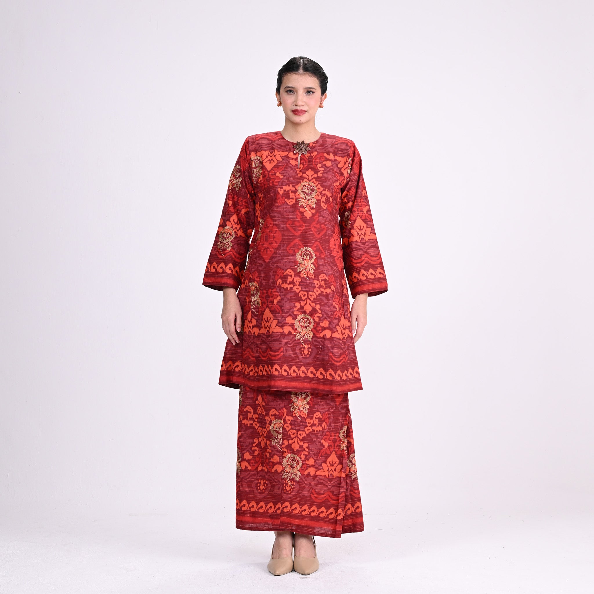 Baju Kurung Pua Mawar Orange