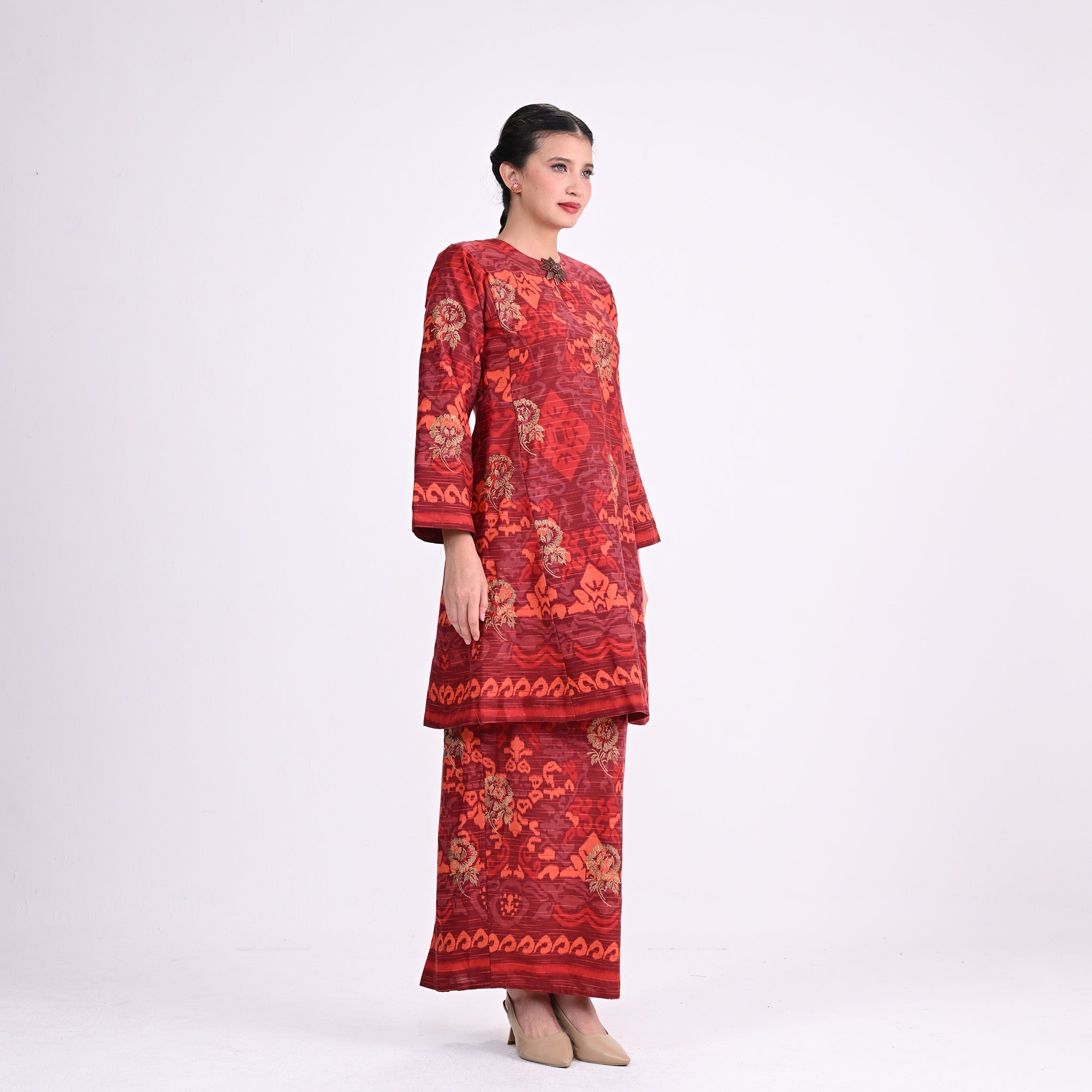 Baju Kurung Pua Mawar Orange