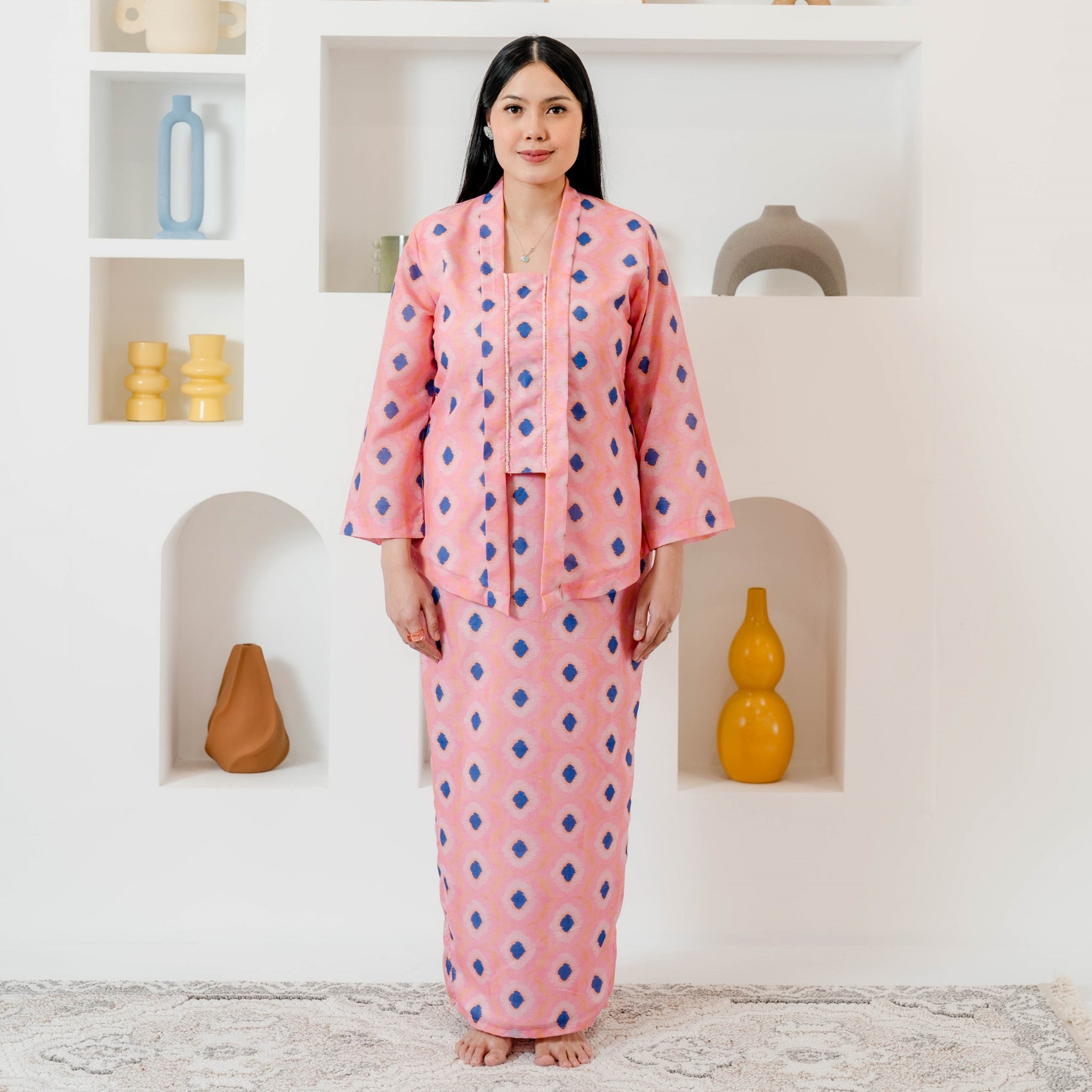 Kebaya Kota Bharu Kaseh - Ikat Pink