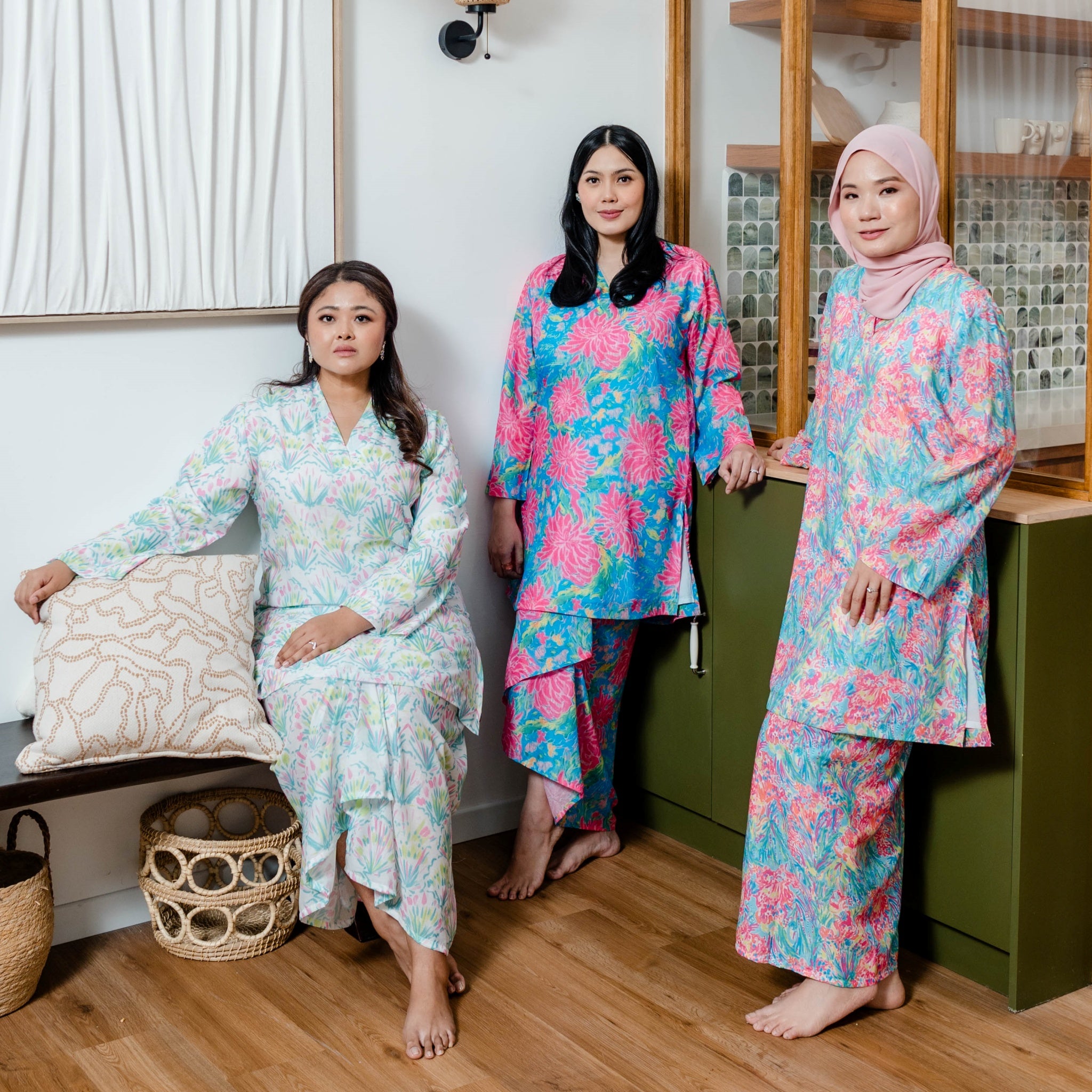 Baju Kurung Kimono Indah - Dahlia Blue