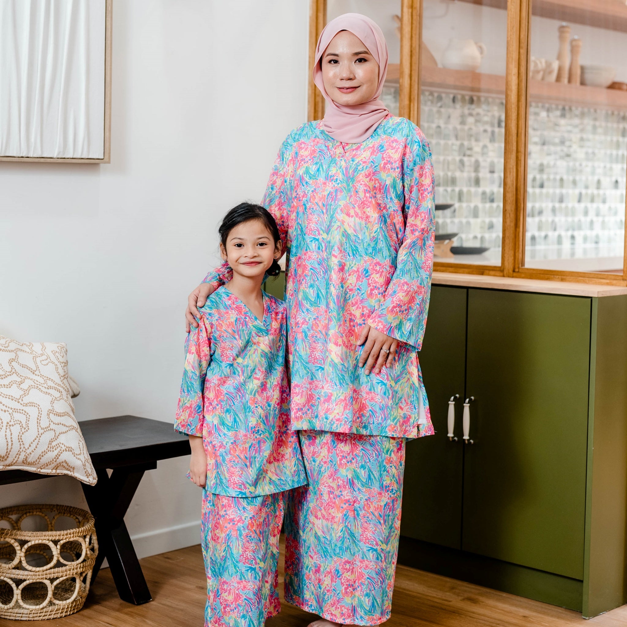 Baju Kurung Kimono Indah - Pastel Bloom