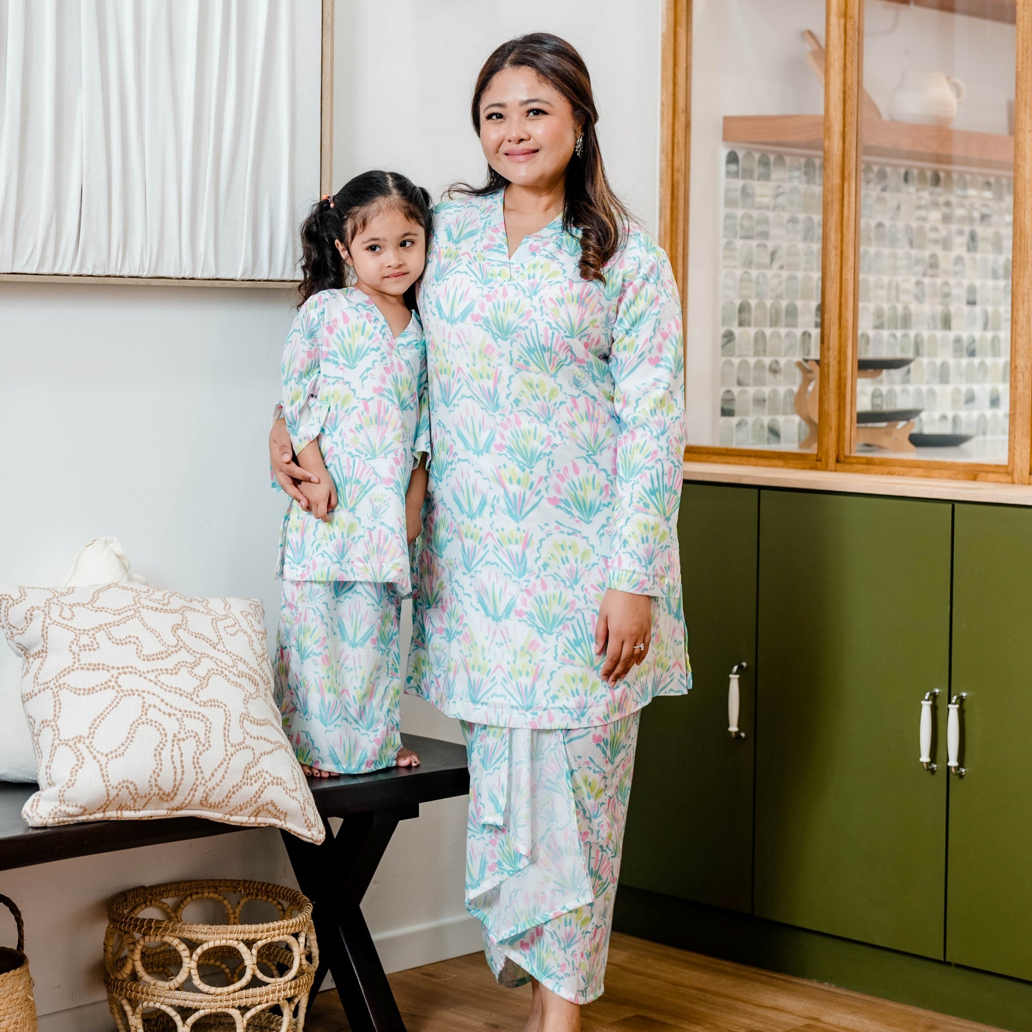 Baju Kurung Kimono Indah - Girls in Seashell White