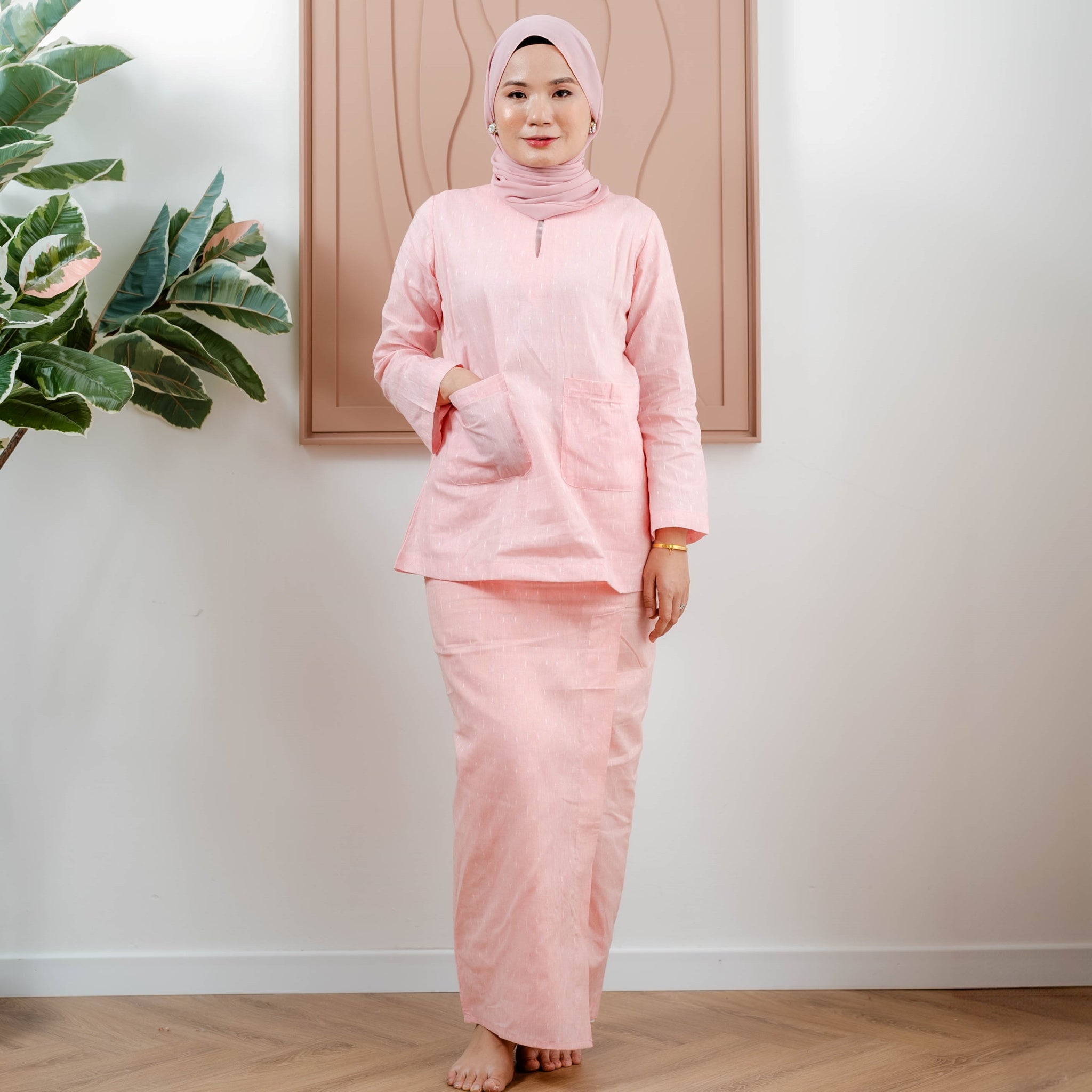 Baju Kurung Kedah Chenta - Peach