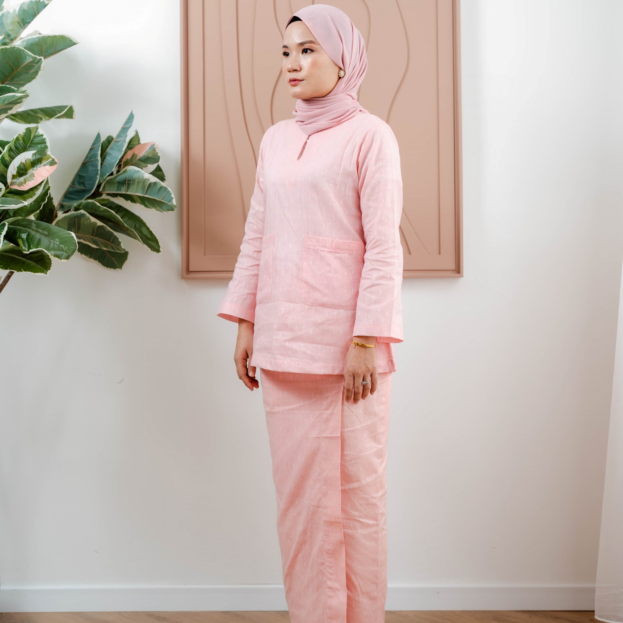 Baju Kurung Kedah Chenta - Peach