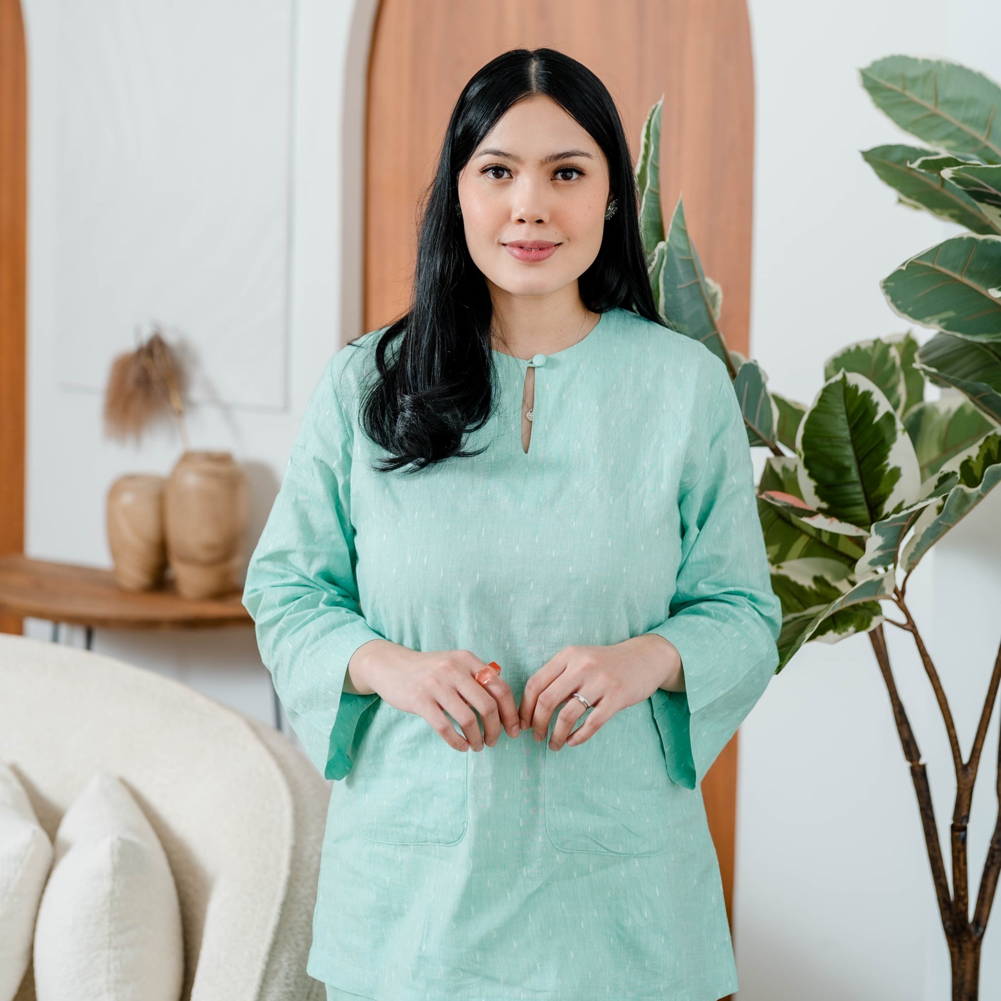 Baju Kurung Kedah Chenta - Sage Green