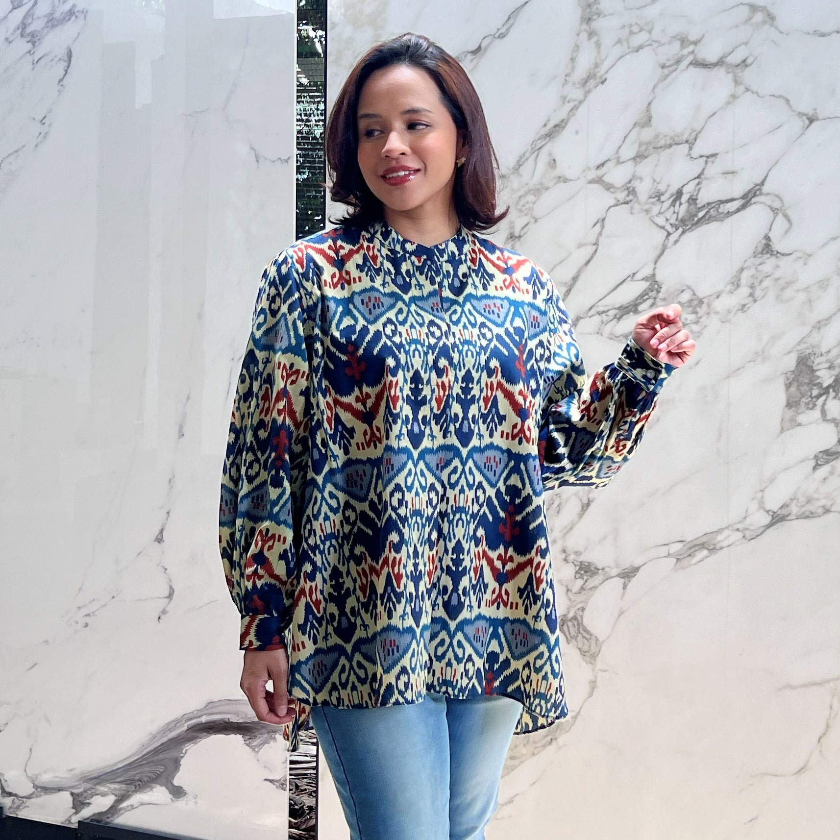 Umiq Ikat Abstract Top - Blue