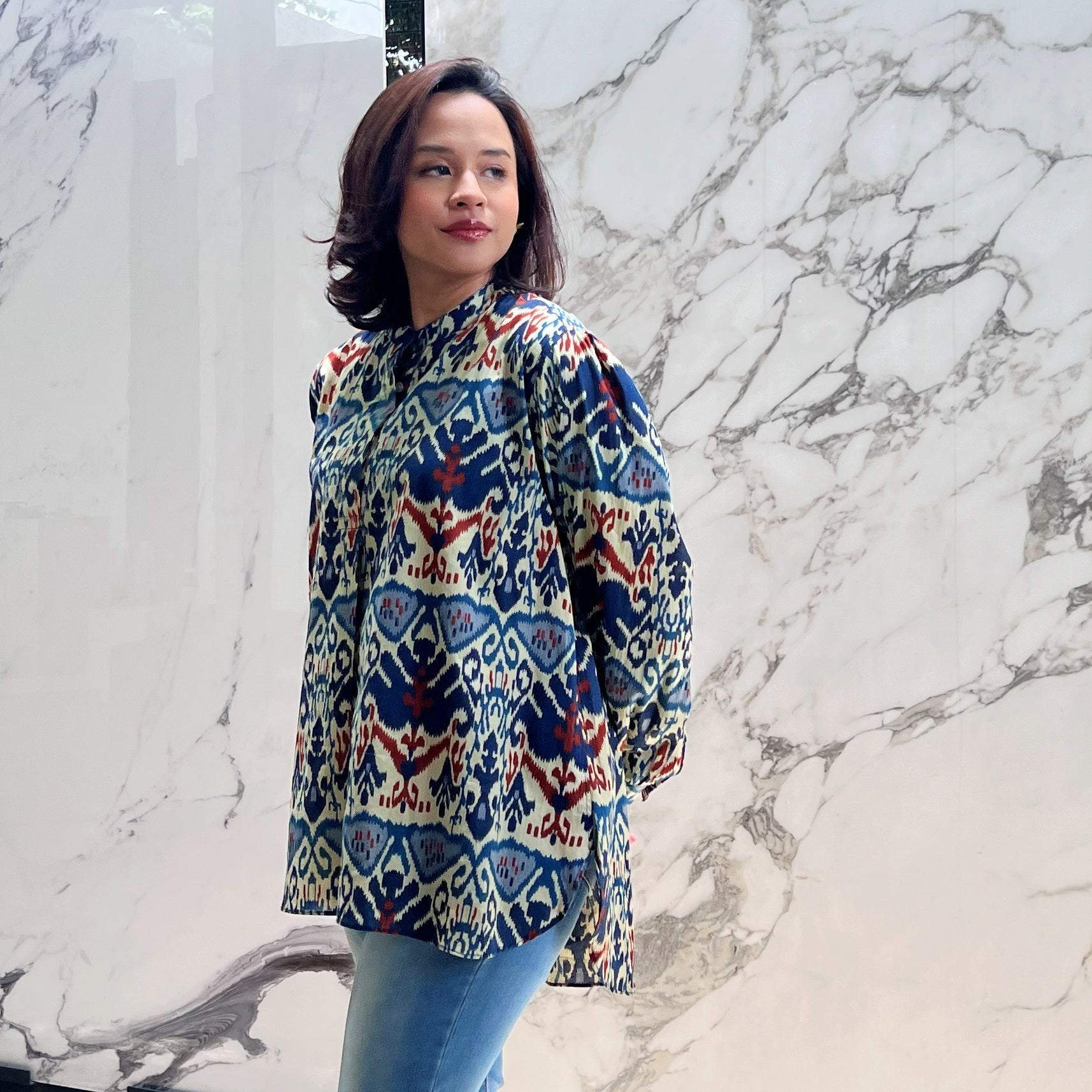 Umiq Ikat Abstract Top - Blue