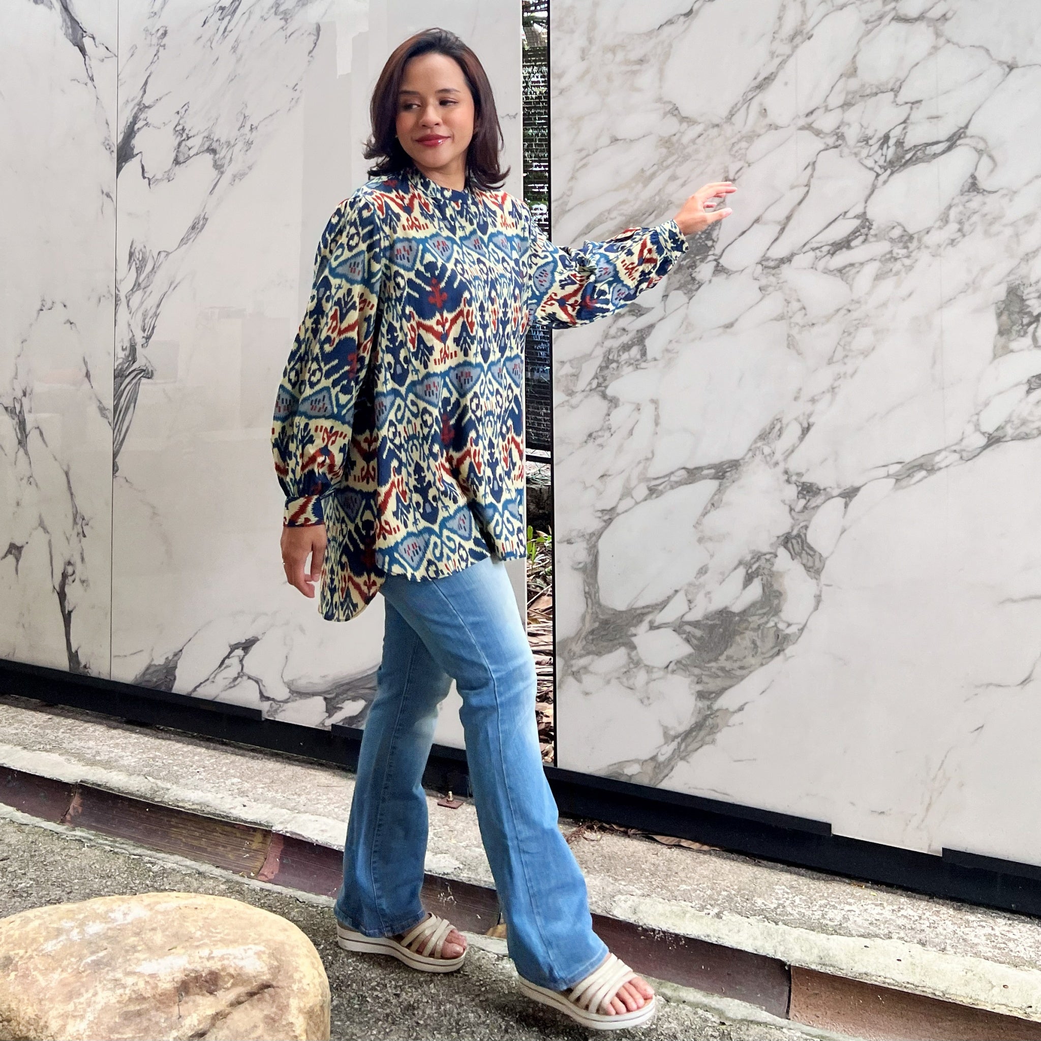 Umiq Ikat Abstract Top - Blue