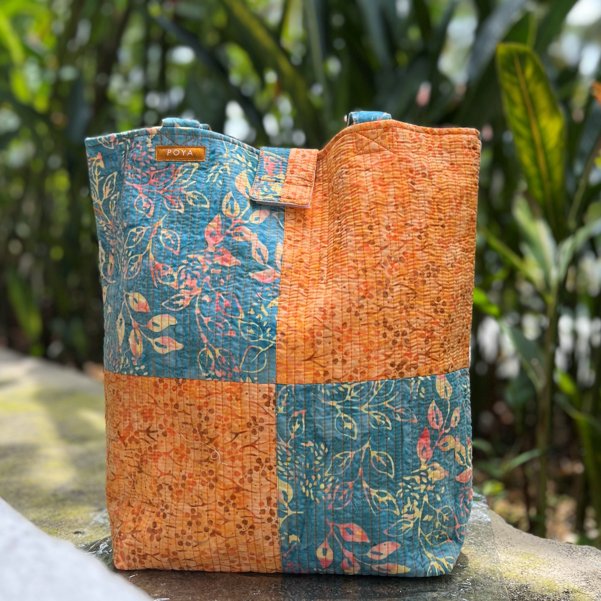 Batik Quilted Tote Bag (tall) - Sunrise Edition