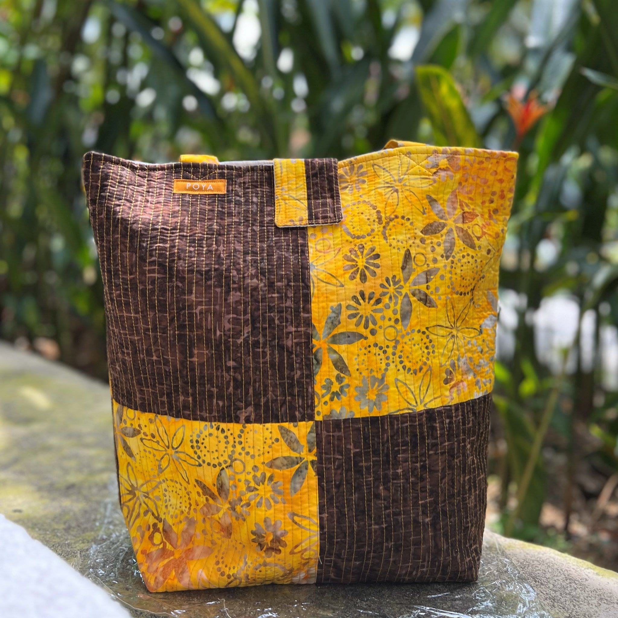 Batik Quilted Tote Bag (tall) - Sunrise Edition