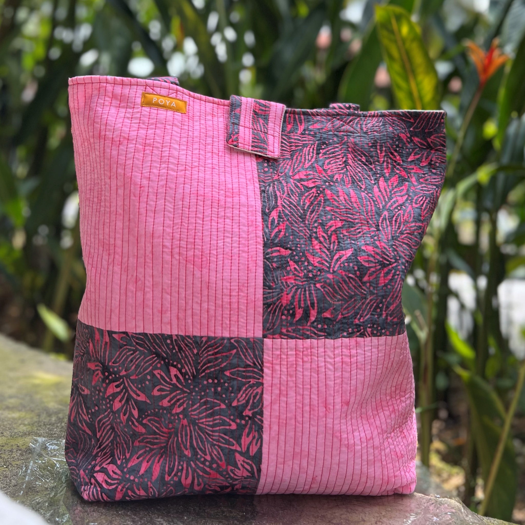 Batik Quilted Tote Bag (tall) - Sea Breeze Edition