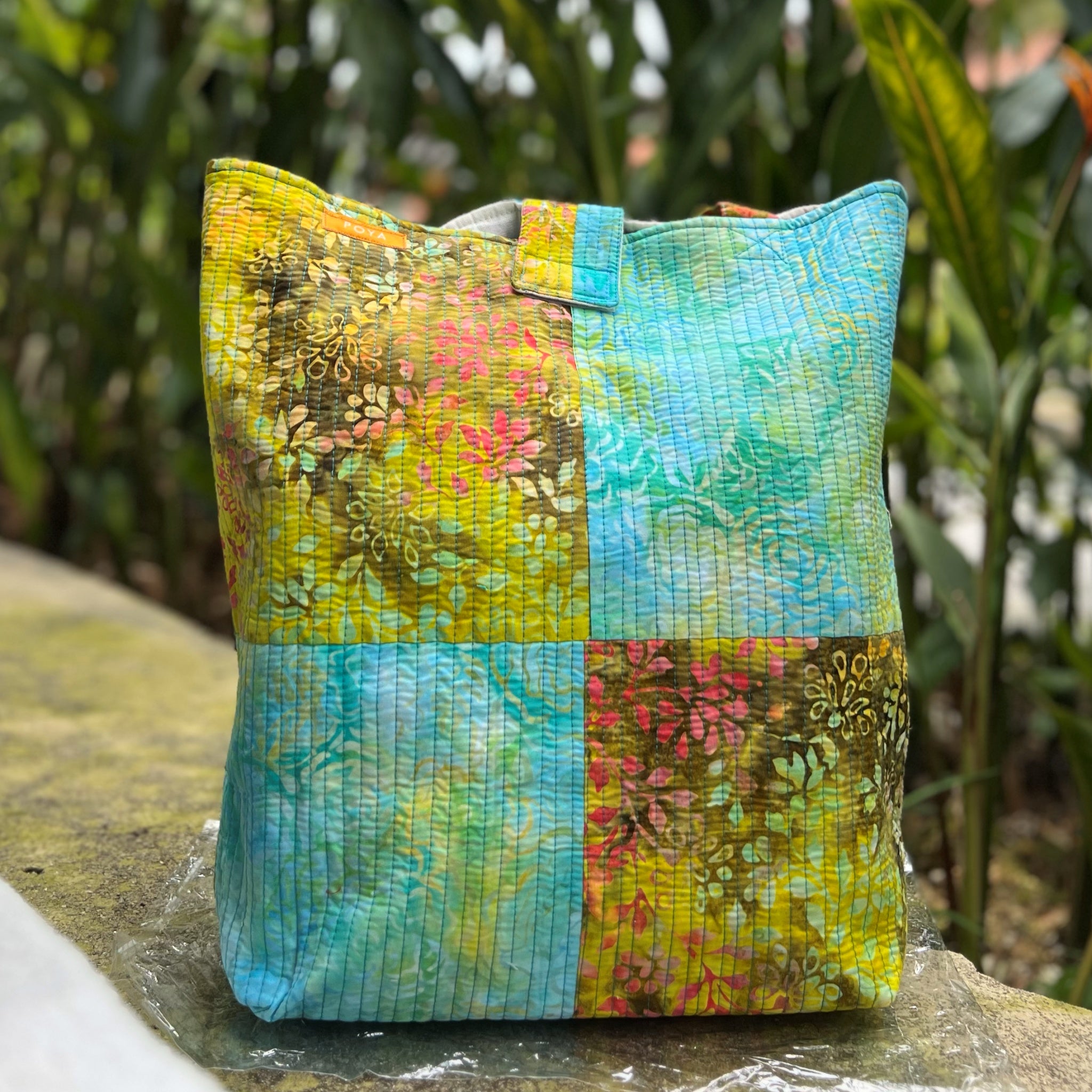 Batik Quilted Tote Bag (tall) - Sunrise Edition