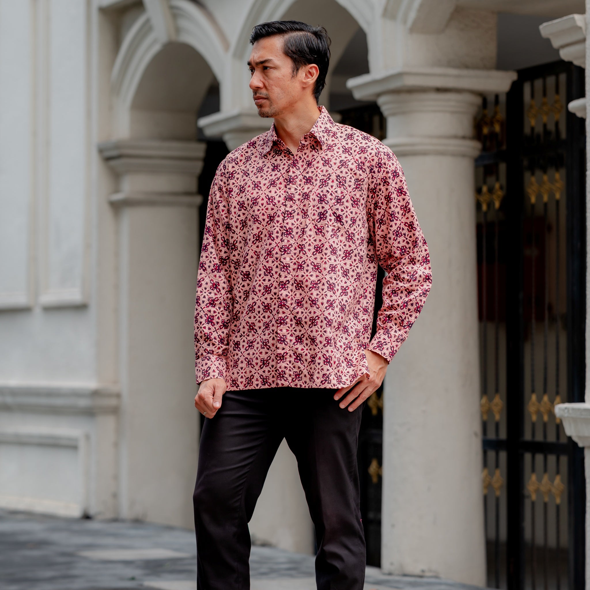 Men Batik PKL Long Sleeve in Crimson
