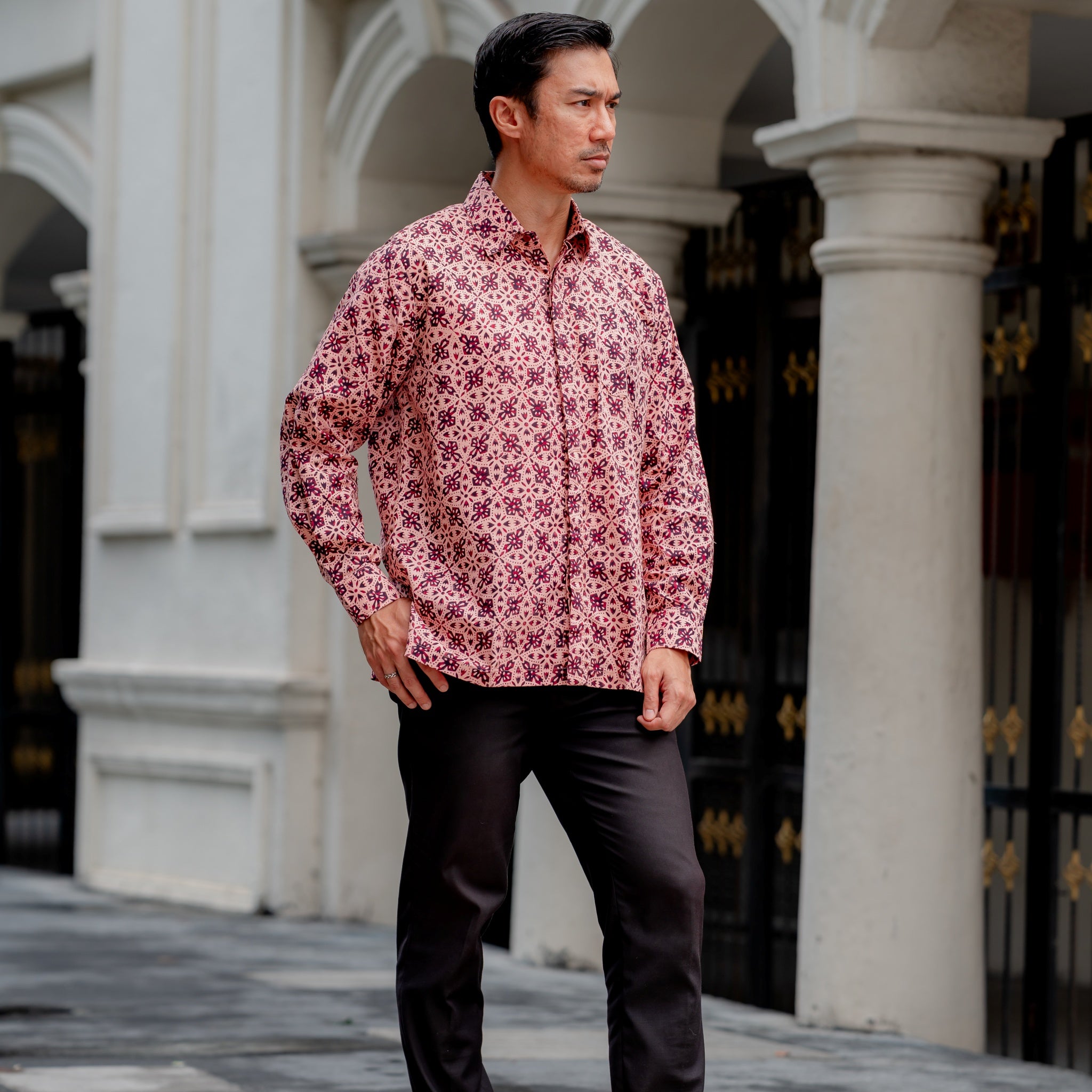 Men Batik PKL Long Sleeve in Crimson