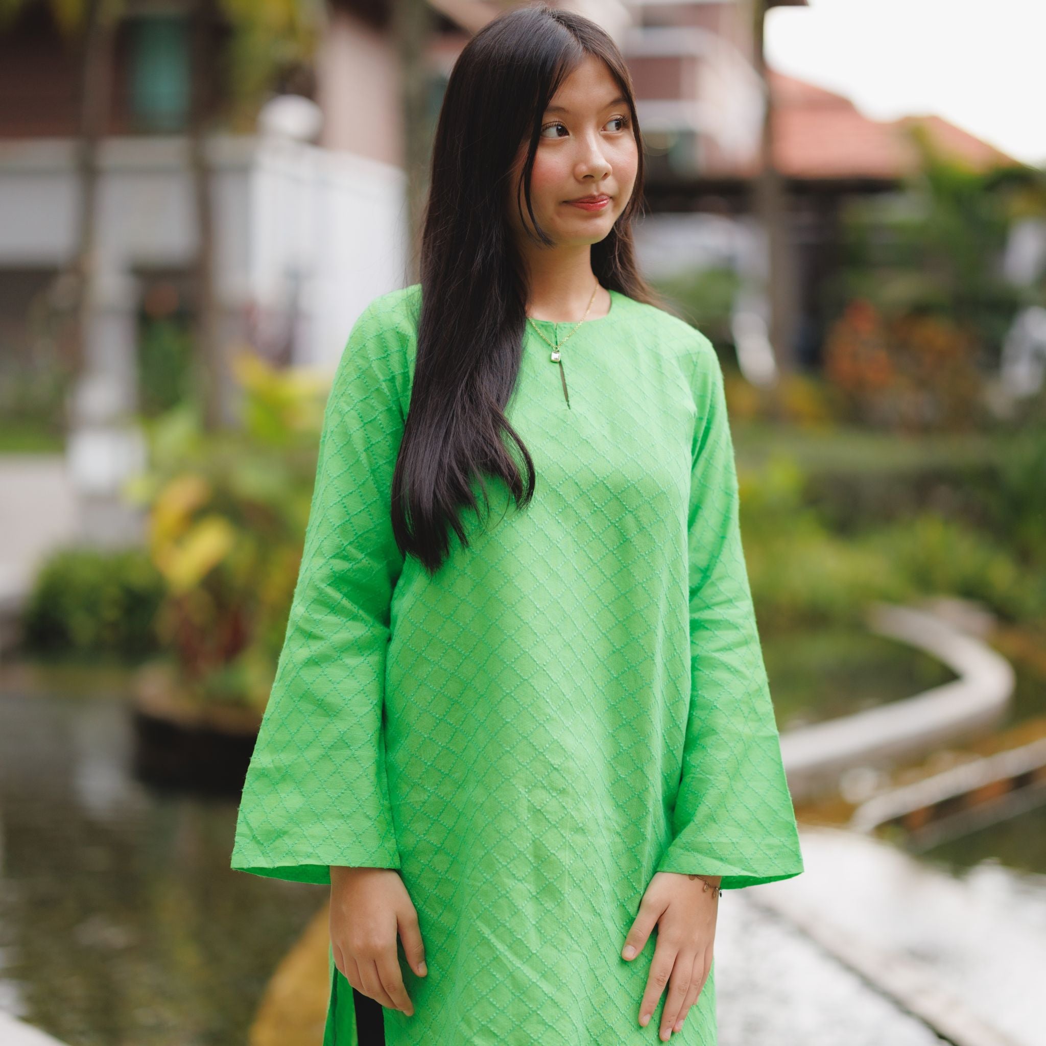 Baju Kurung Moden Kurta Green