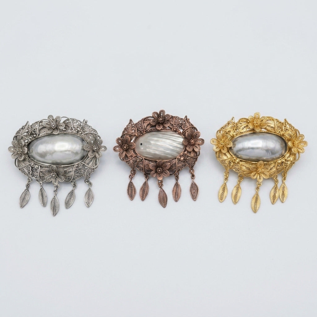 Brooch Pearl Bujur